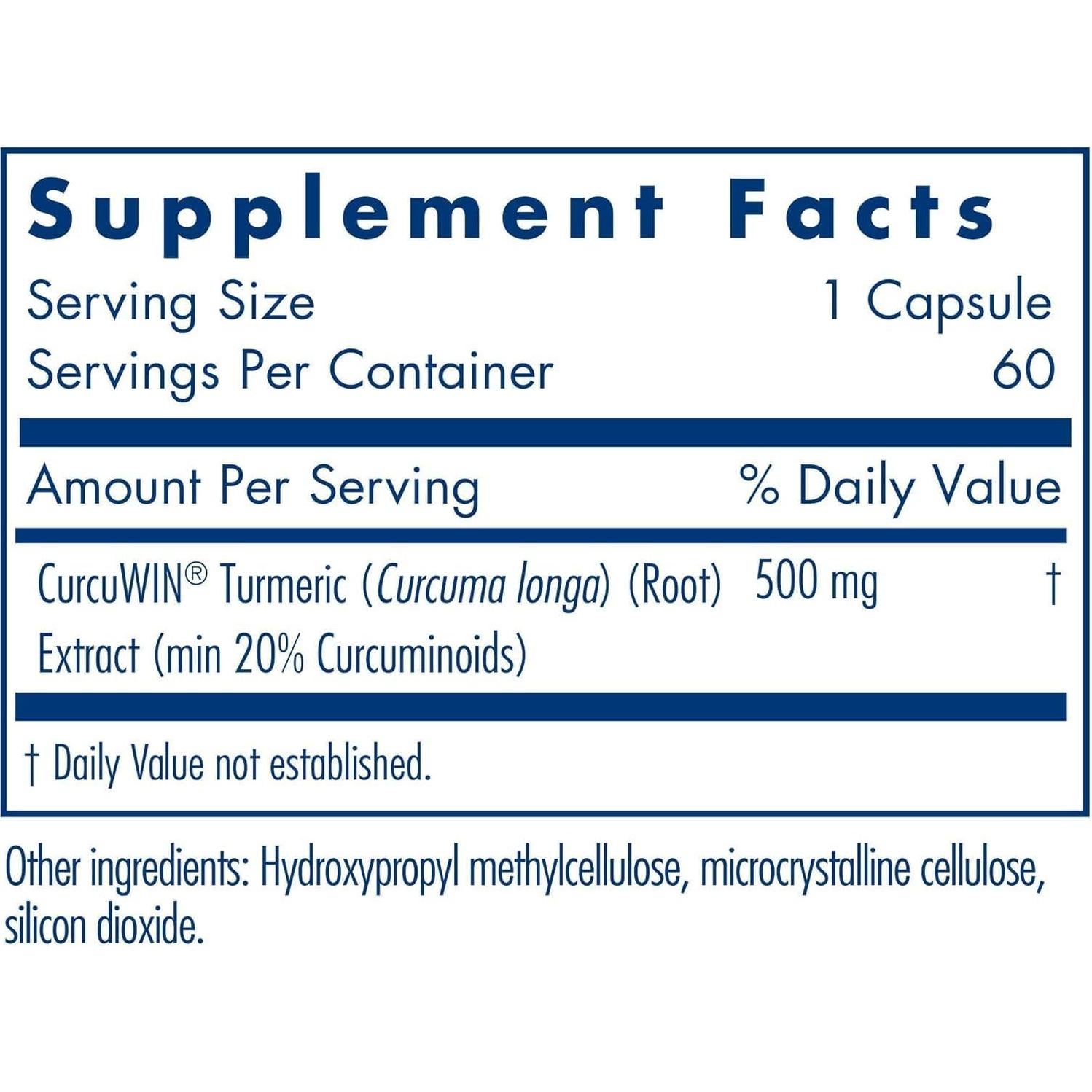 Suplemento CurcuWIN 500mg Allergy Research Group - Cápsulas Vegetarianas de Cúrcuma Orgánica