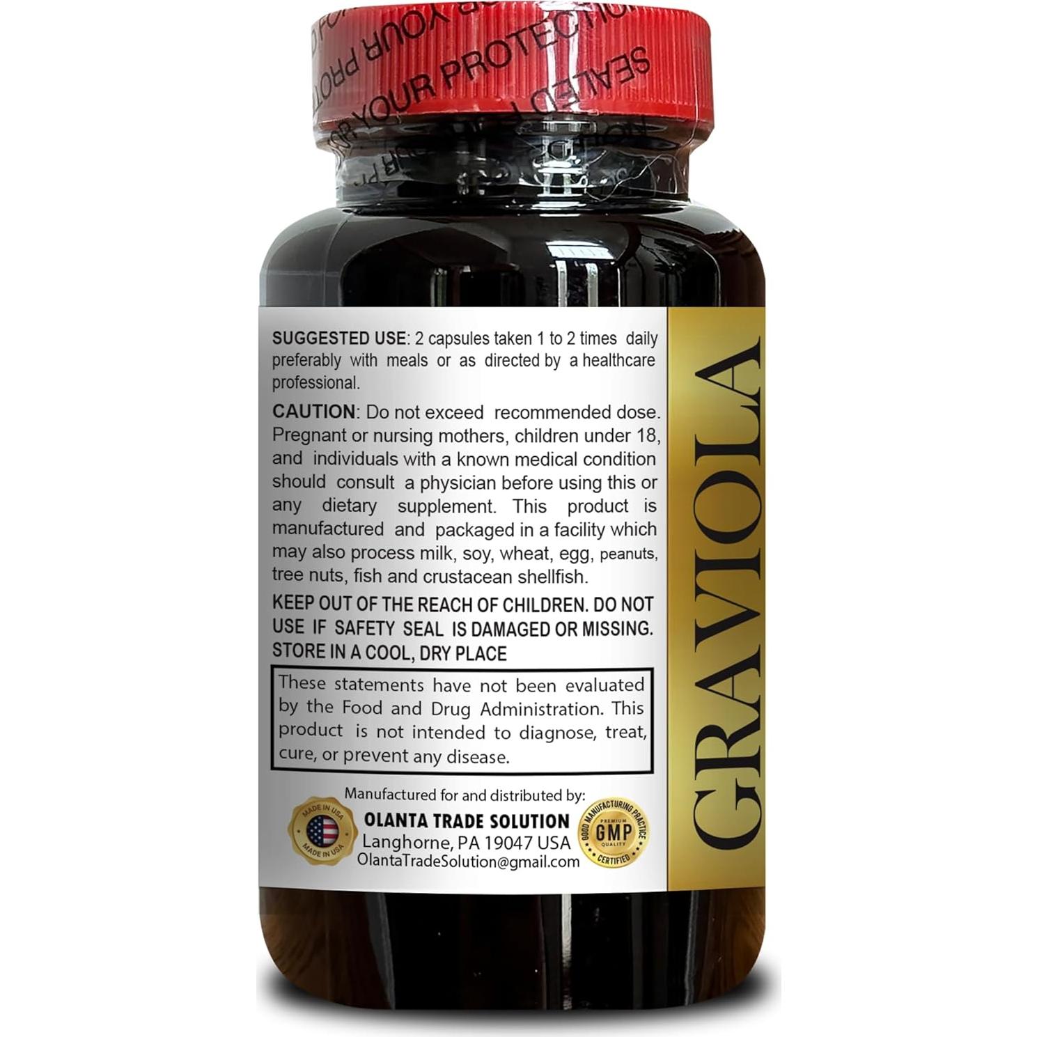 Cápsulas de Graviola Orgánica Vitalabs - 100 Unidades - Energía y Vitalidad