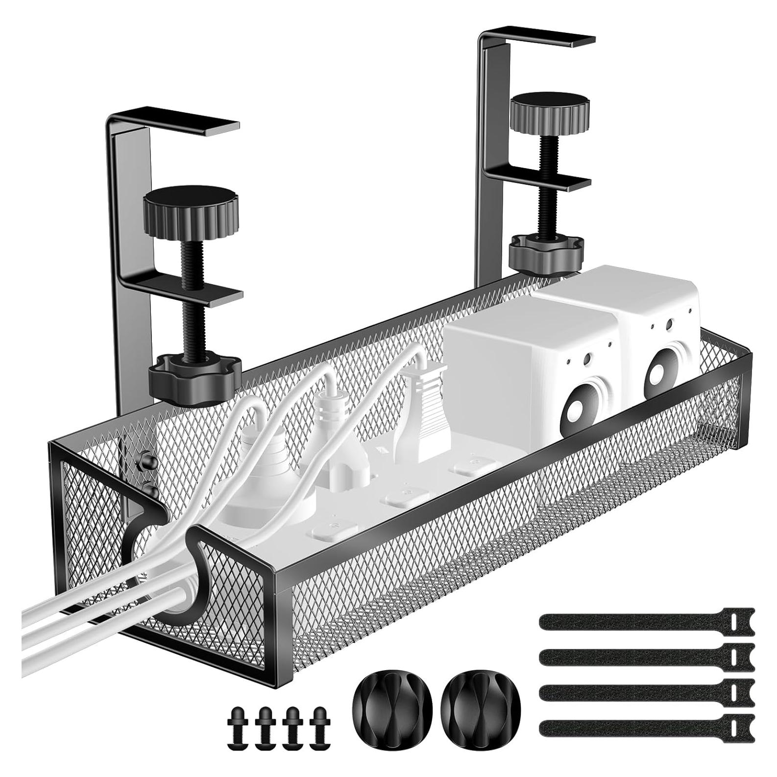 Bandeja de gestión de cables Kaiferty negra para escritorio