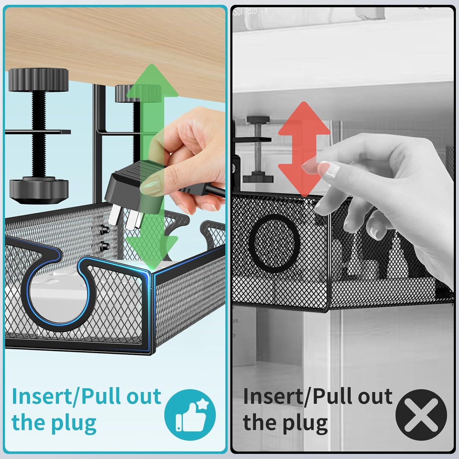 Bandeja de gestión de cables Kaiferty negra para escritorio