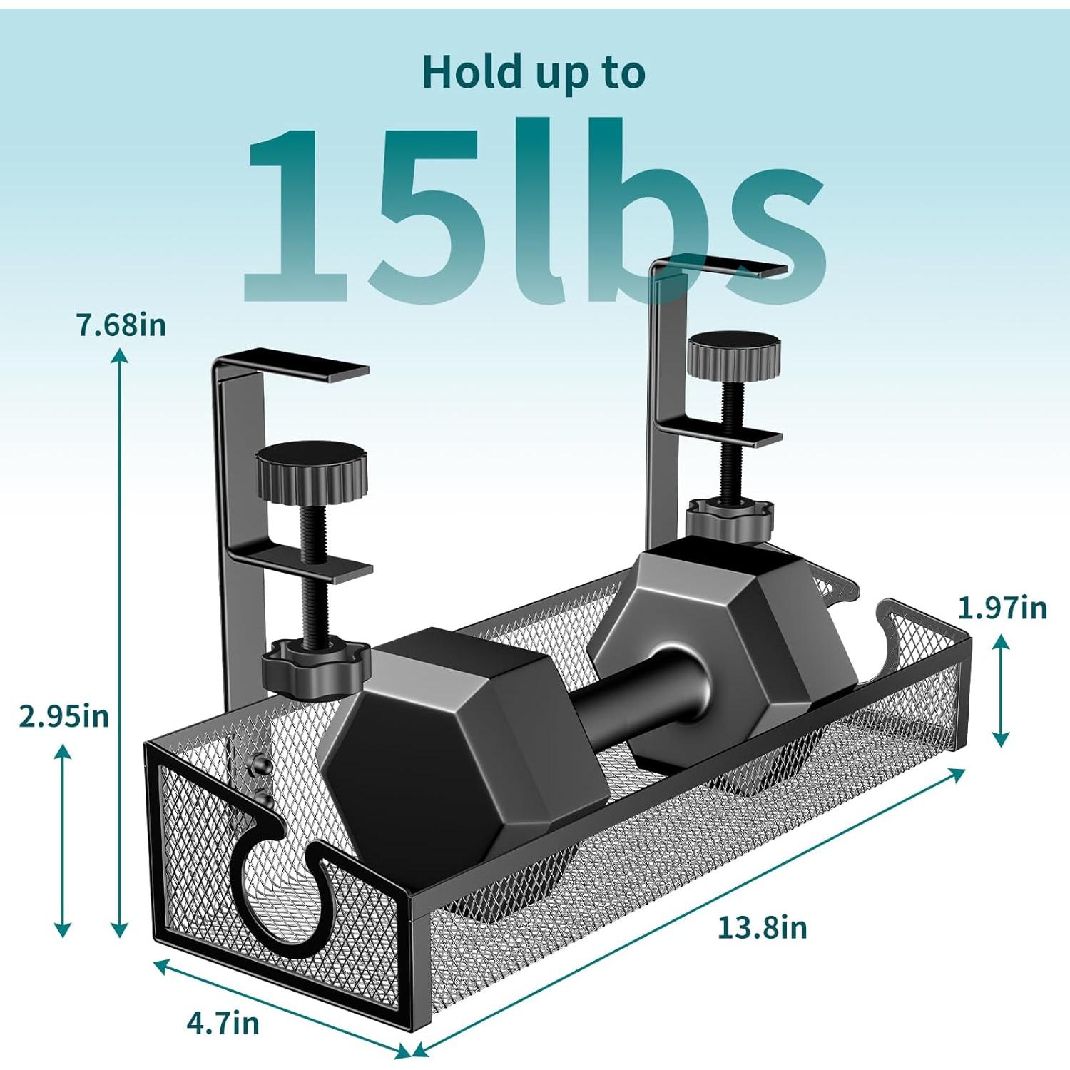 Bandeja de gestión de cables Kaiferty negra para escritorio