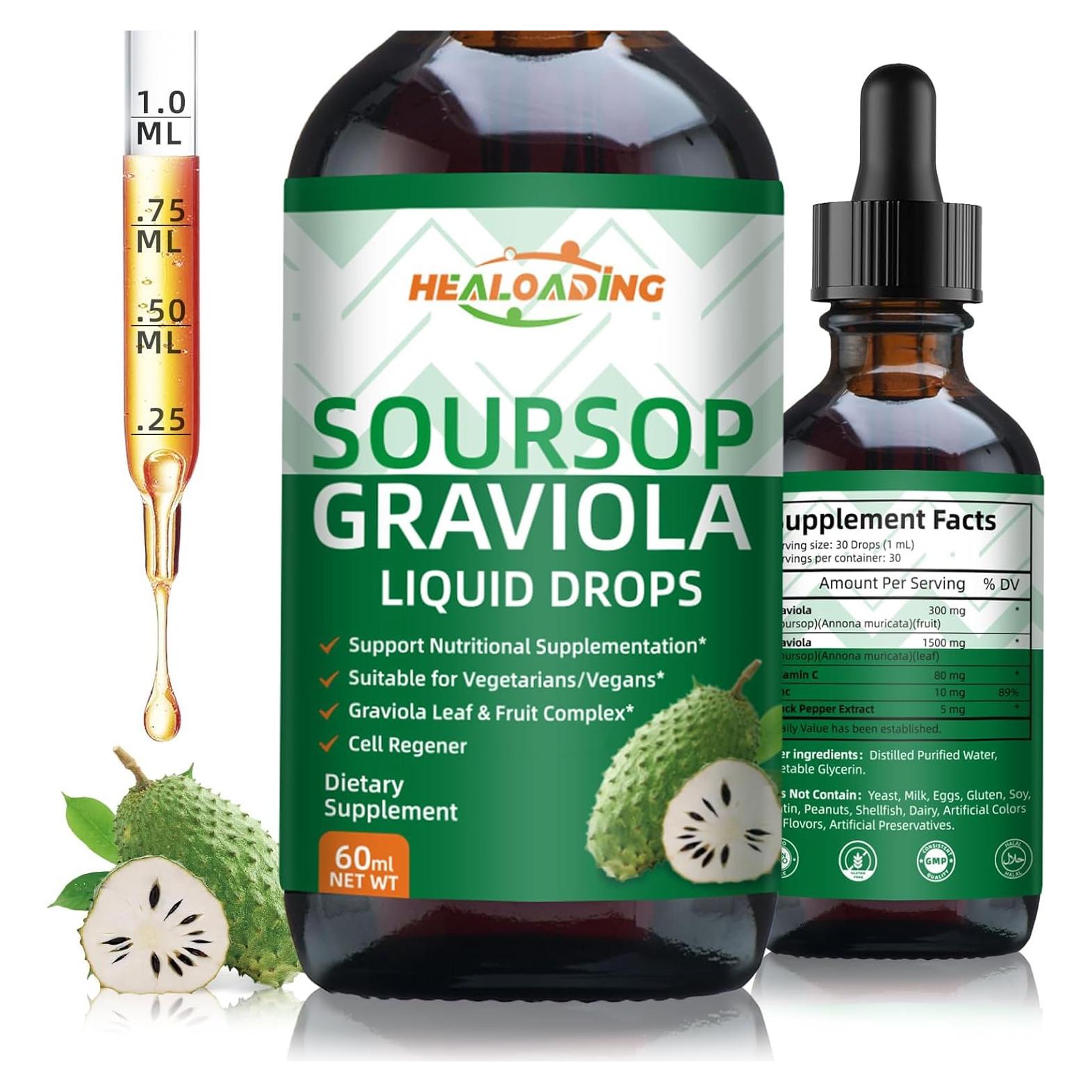 Extracto Líquido de Graviola HEALOADING 125g - Antioxidante y Inmunológico