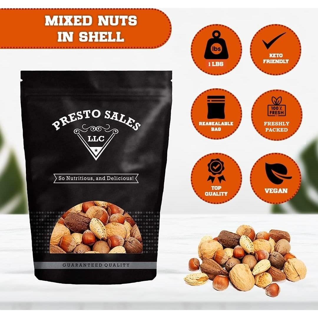 Mezcla de Nueces Crudas en Cáscara Presto Sales 453g