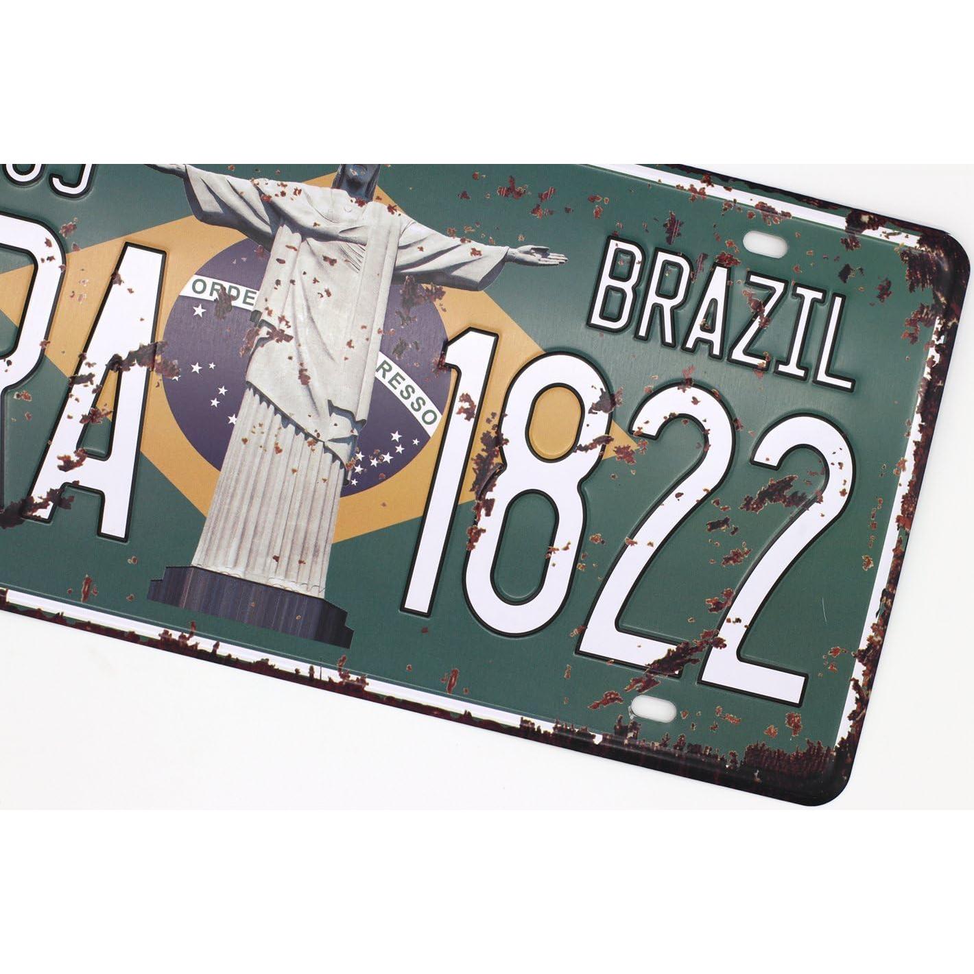 Placa de Metal Vintage UOOPAI Jesús Brasil 15x30 cm