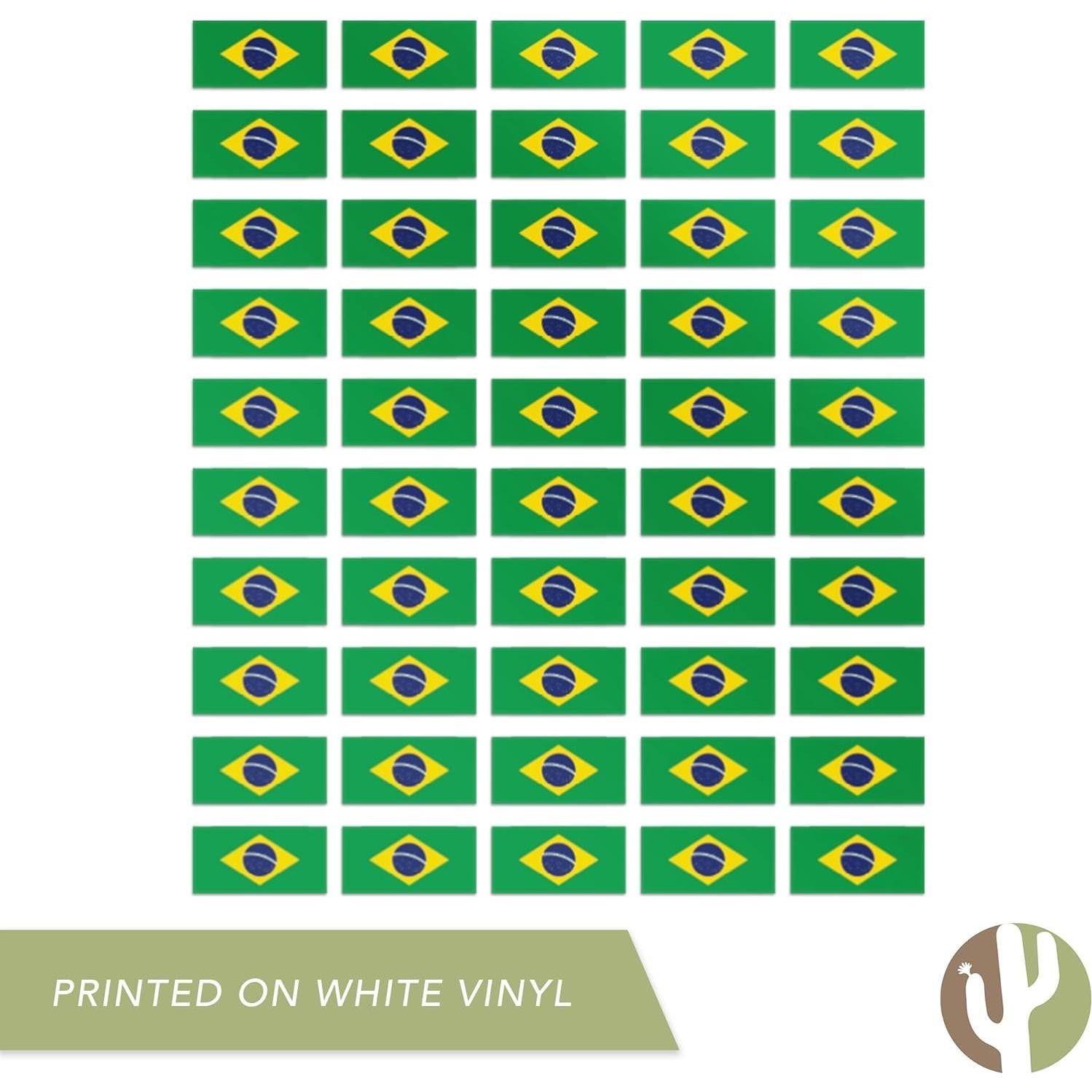 Calcomanías de Bandera de Brasil Desert Cactus - 50 Piezas