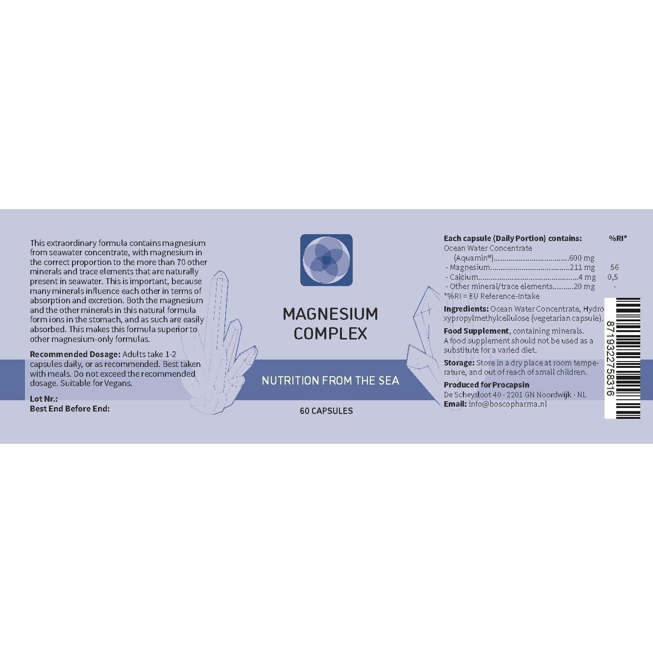 Cápsulas de Magnesio Natural Aquamin MG TG - 60 Unidades