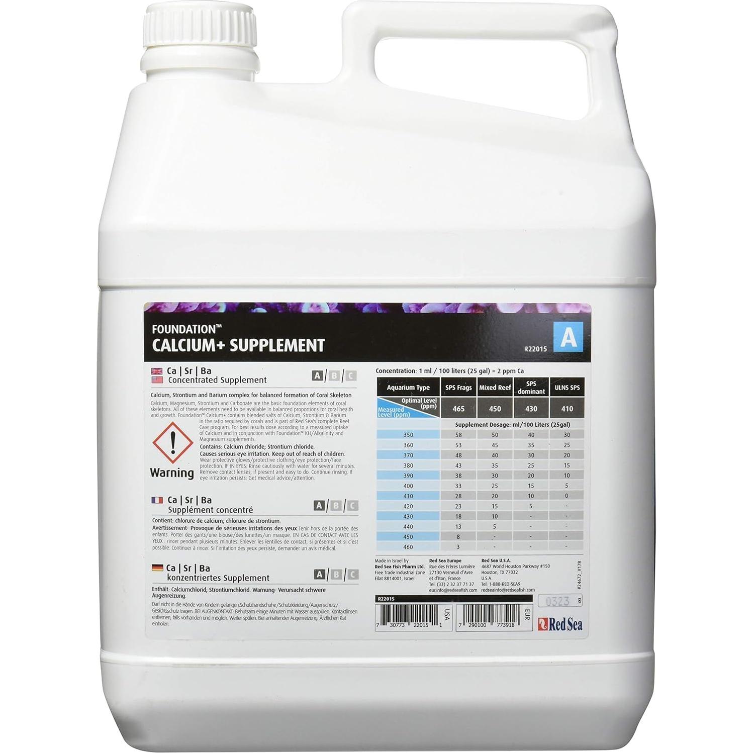 Suplemento Red Sea Foundation A 5L - Aditivo Calcio y Estroncio