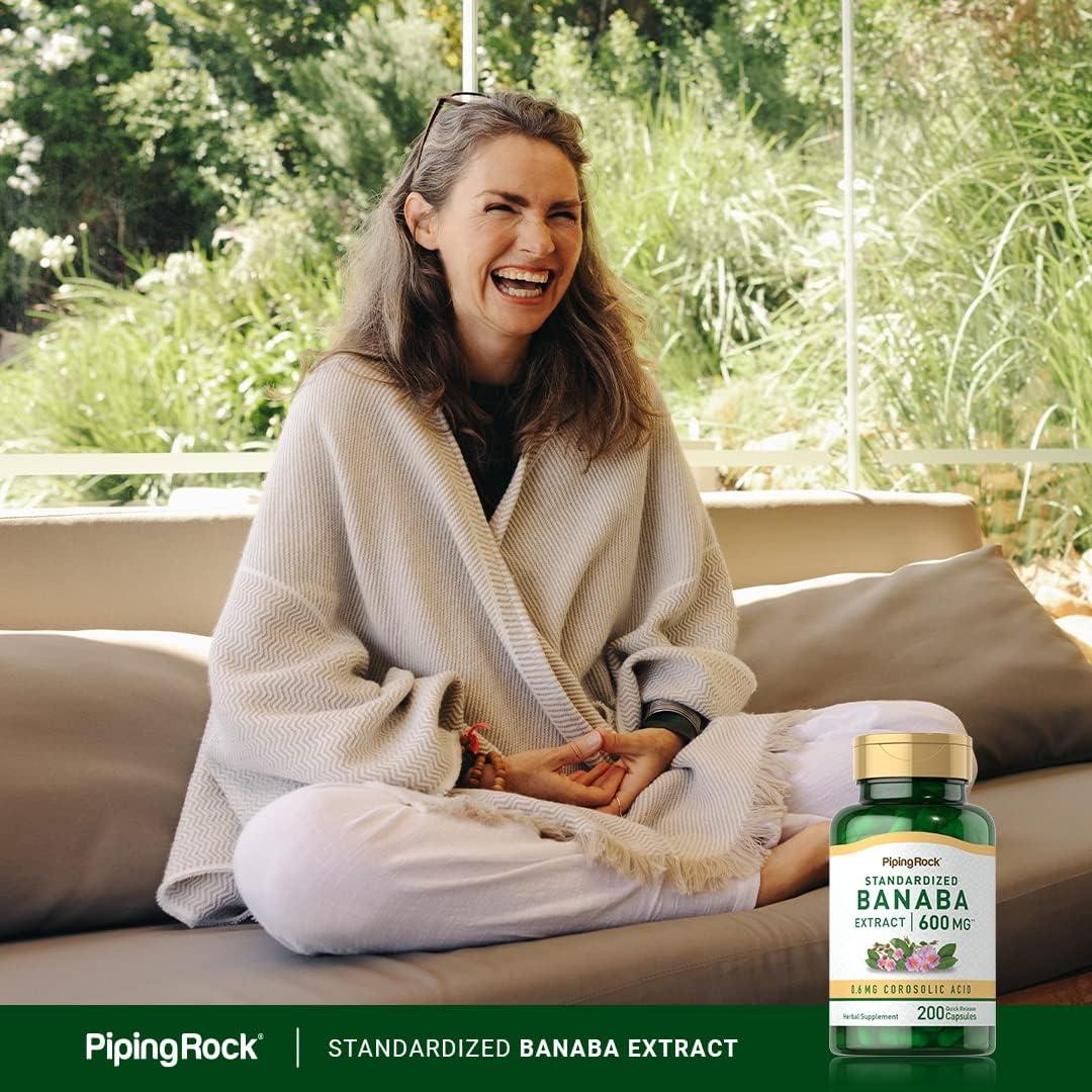 Extracto de Hoja de Banaba Piping Rock 600mg 200 Cápsulas