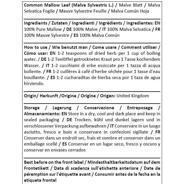 Té Herbal de Hoja de Malva Común Herba Orgánica 50g