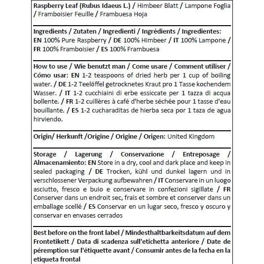 Hoja de Frambuesa Orgánica Shender Group 100g - Té Herbal Natural