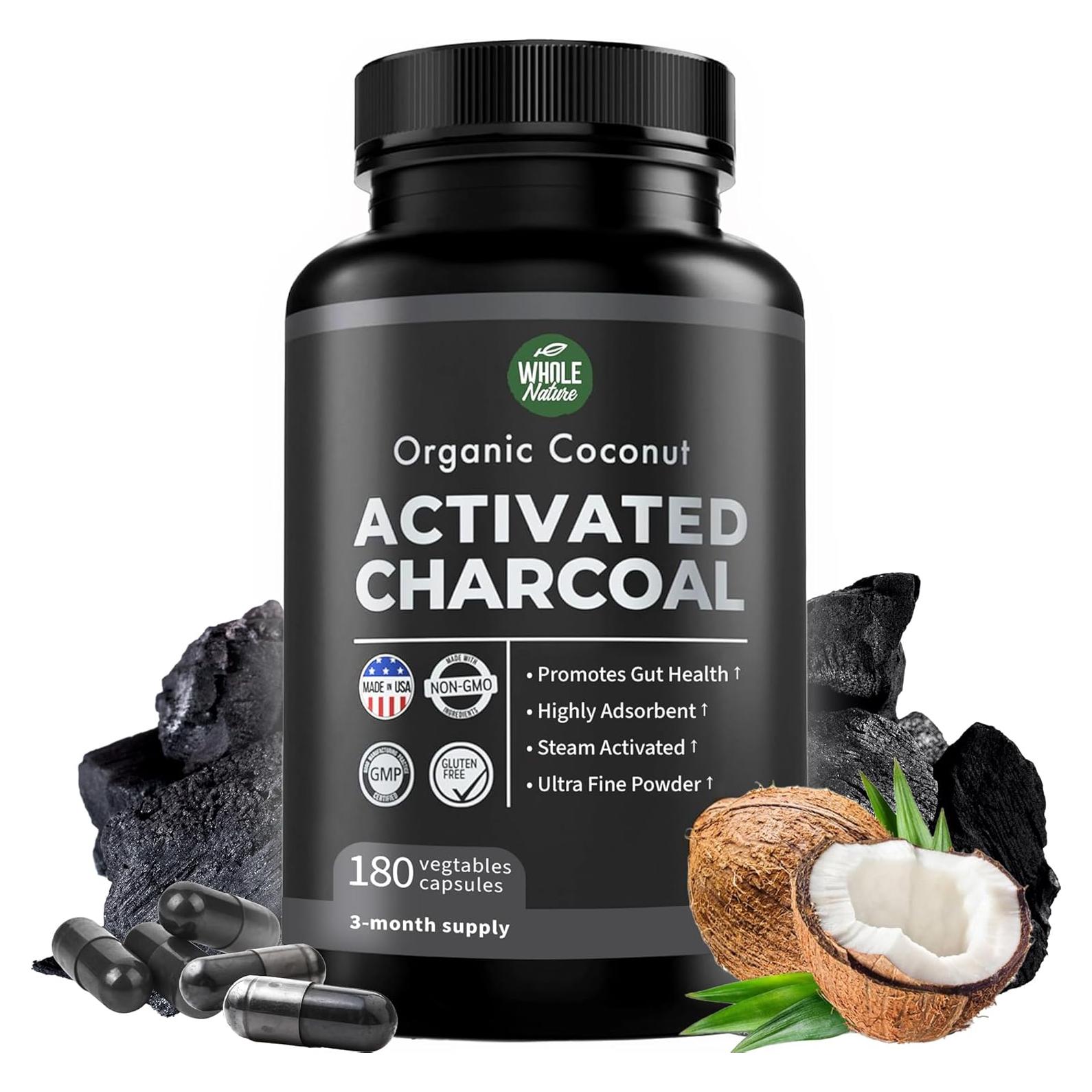 Cápsulas de Carbón Activado de Coco Whole Nature - 180 Unidades