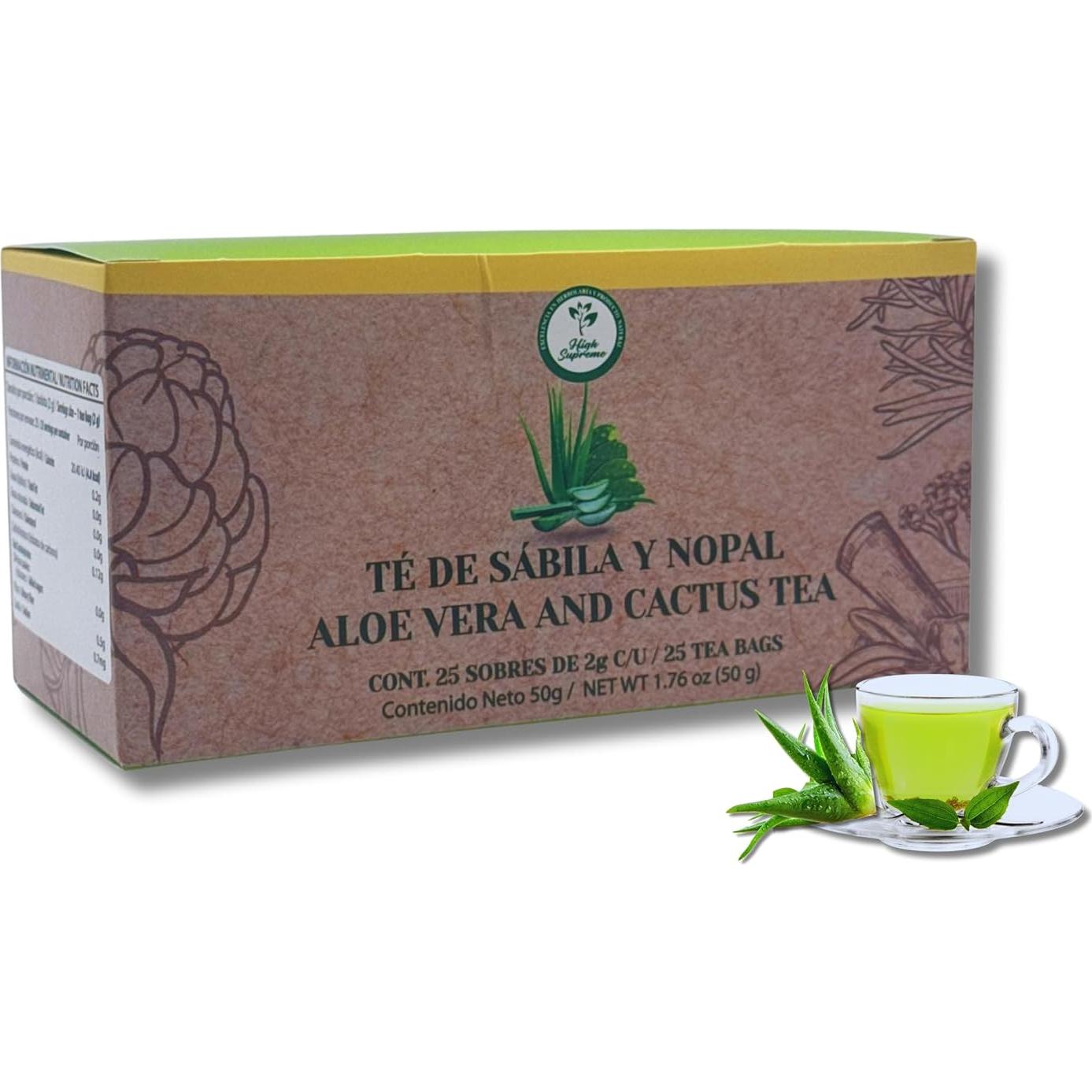 Té de Sábila y Nopal High Supreme - 25 Bolsitas 100% Natural