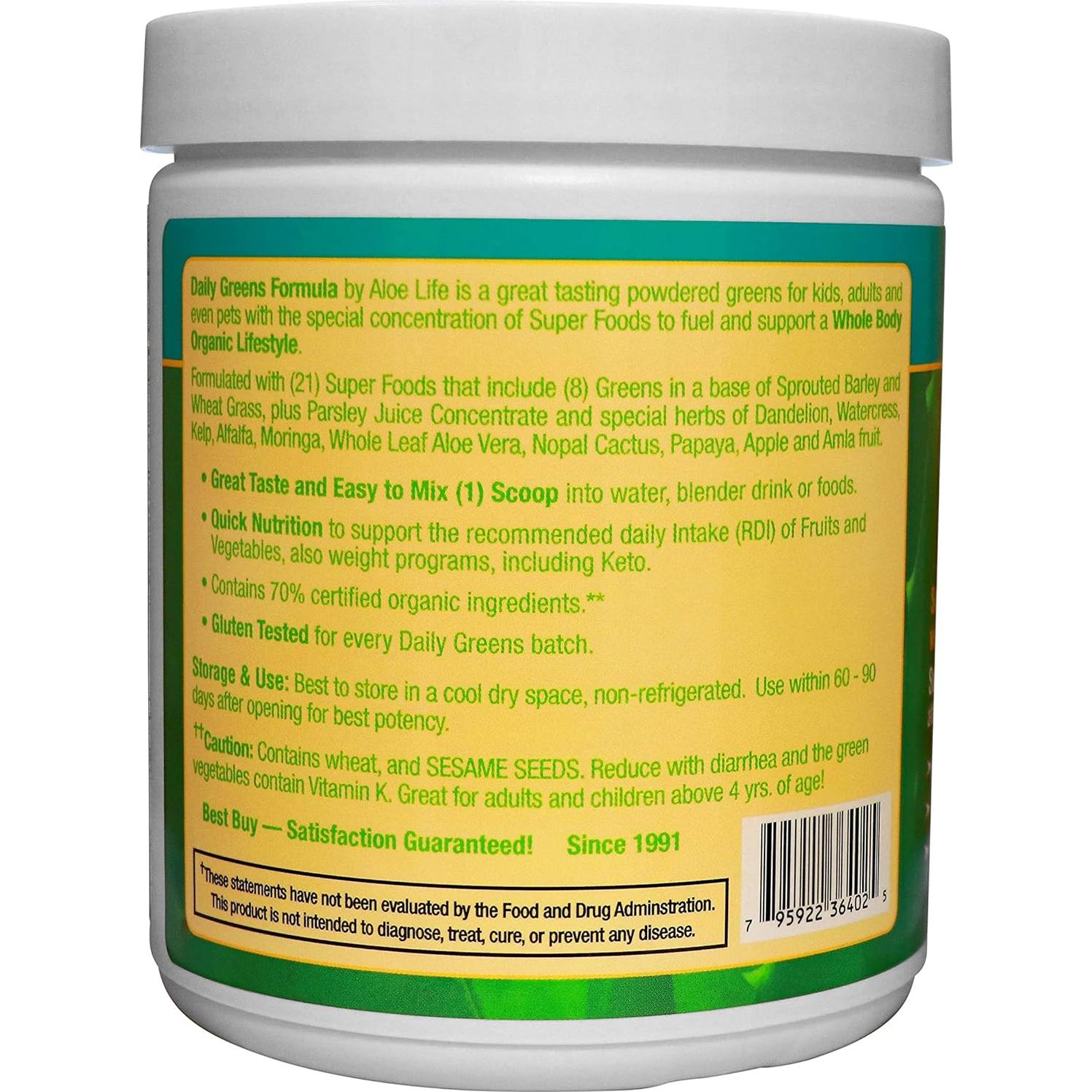 Polvo de Verduras Diarias Aloe Life 30 Porciones Orgánico