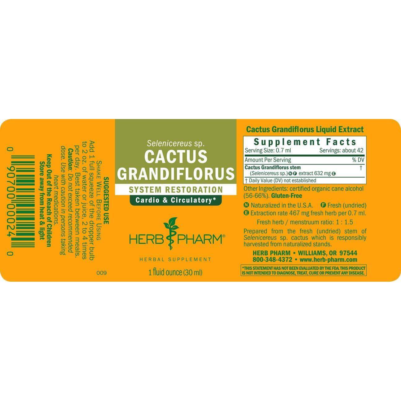 Extracto Líquido de Cactus Herb Pharm 30 ml - Soporte Cardiovascular