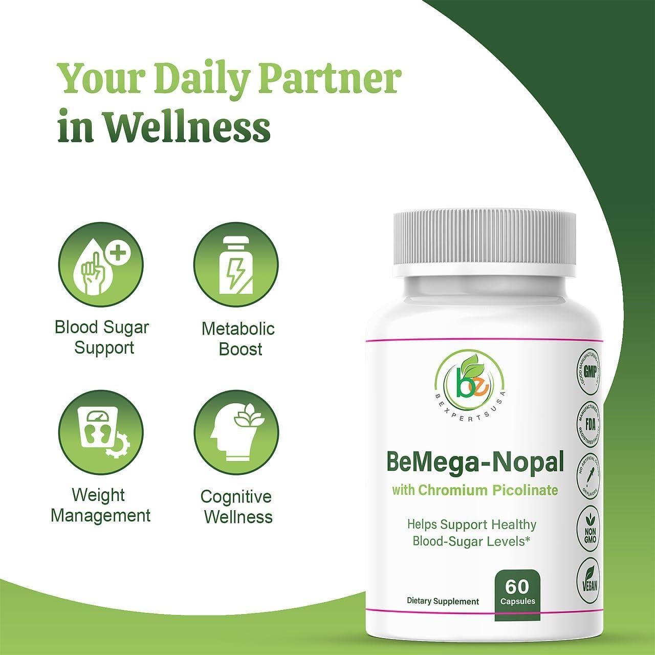 BMega Nopal y Picolinato de Cromo - 60 Cápsulas - Suplemento Natural