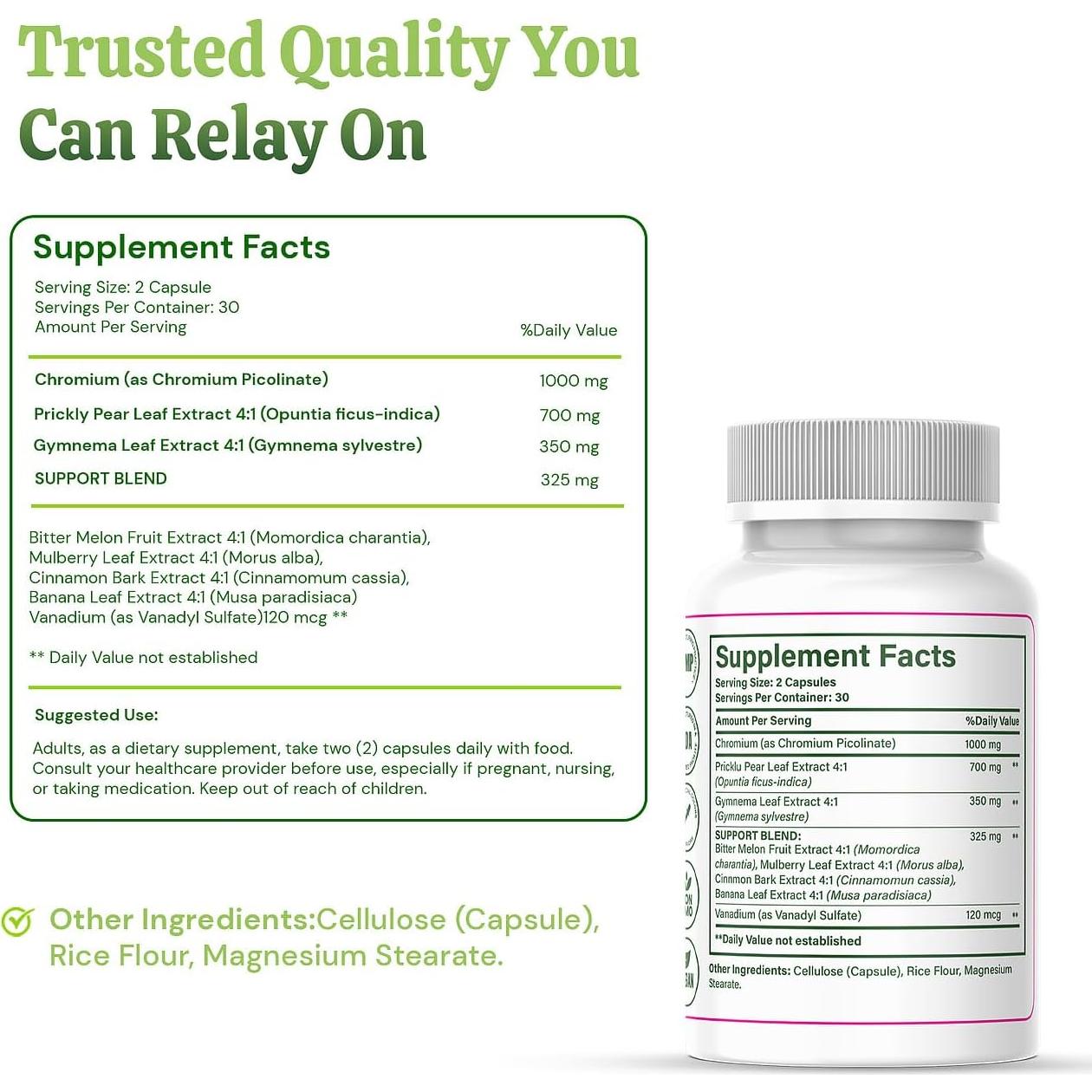 BMega Nopal y Picolinato de Cromo - 60 Cápsulas - Suplemento Natural