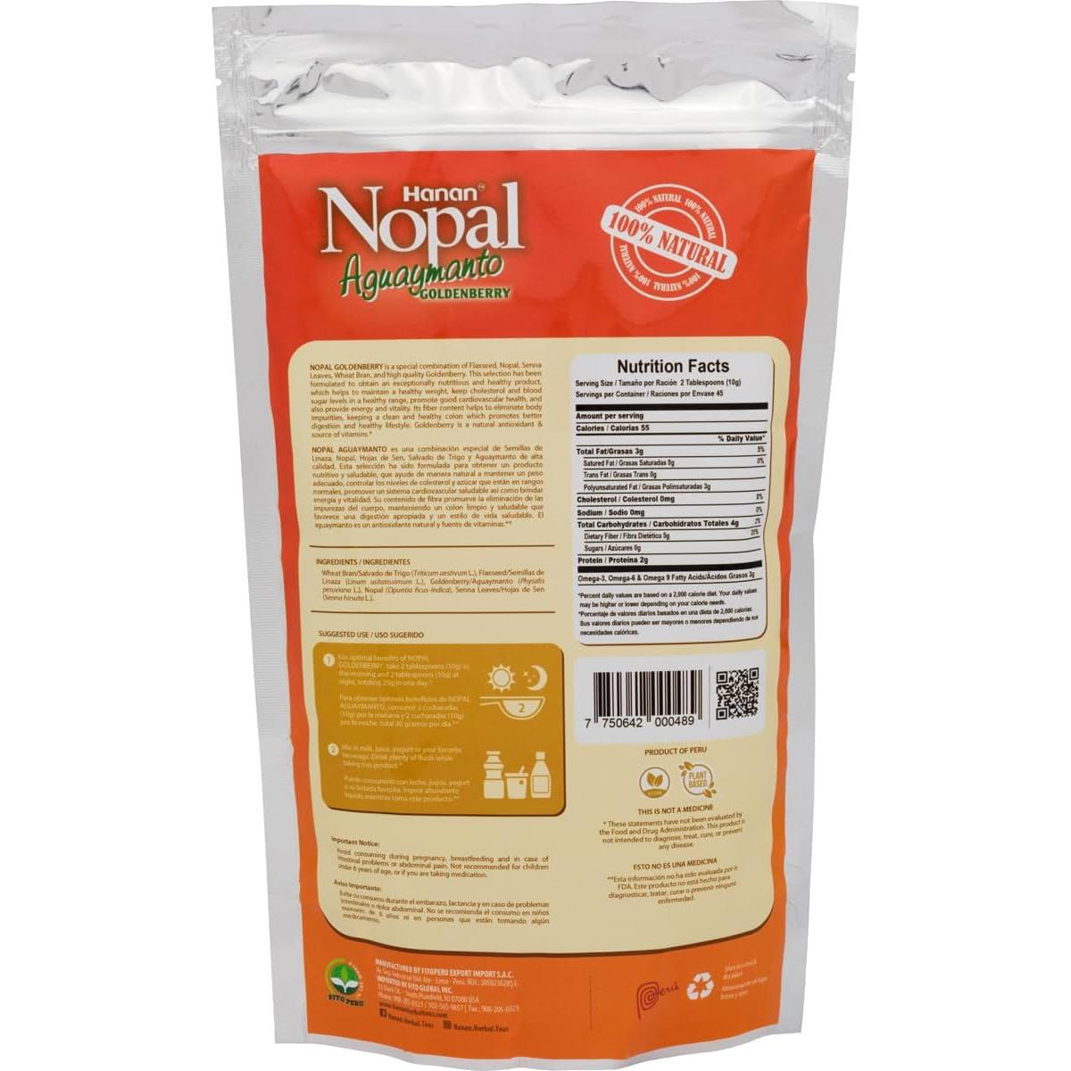 Mezcla de Nopal Goldenberry 454g - 100% Natural Alta en Fibra