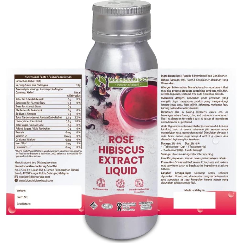 Extracto de Hibisco y Rosa Bionutricia 80g - Antioxidante Vegano