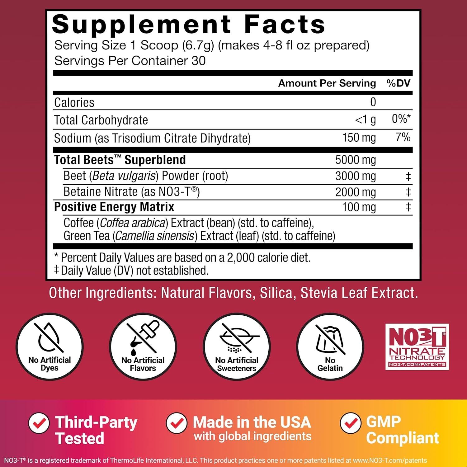 Force Factor Total Beets Polvo de Remolacha 200g - Energía y Resistencia