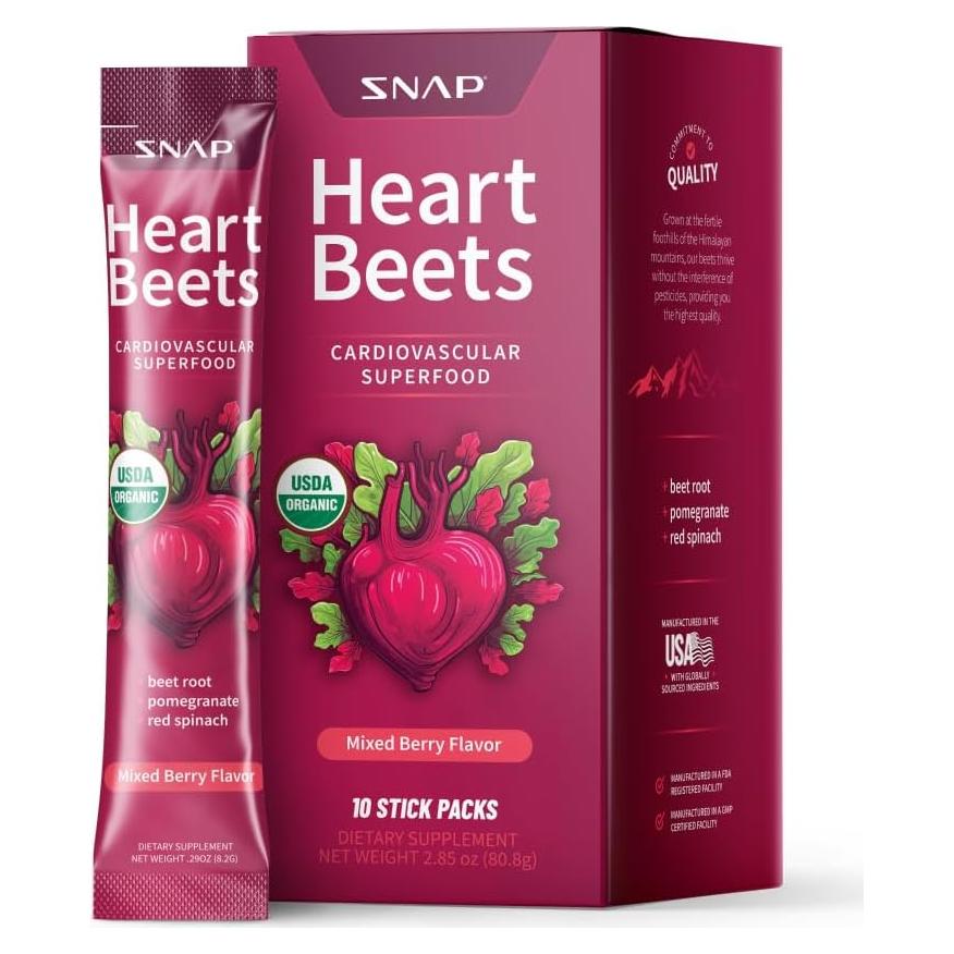 Stick de Corazón Snap Supplements - Bebida de Remolacha Orgánica 10 Porciones