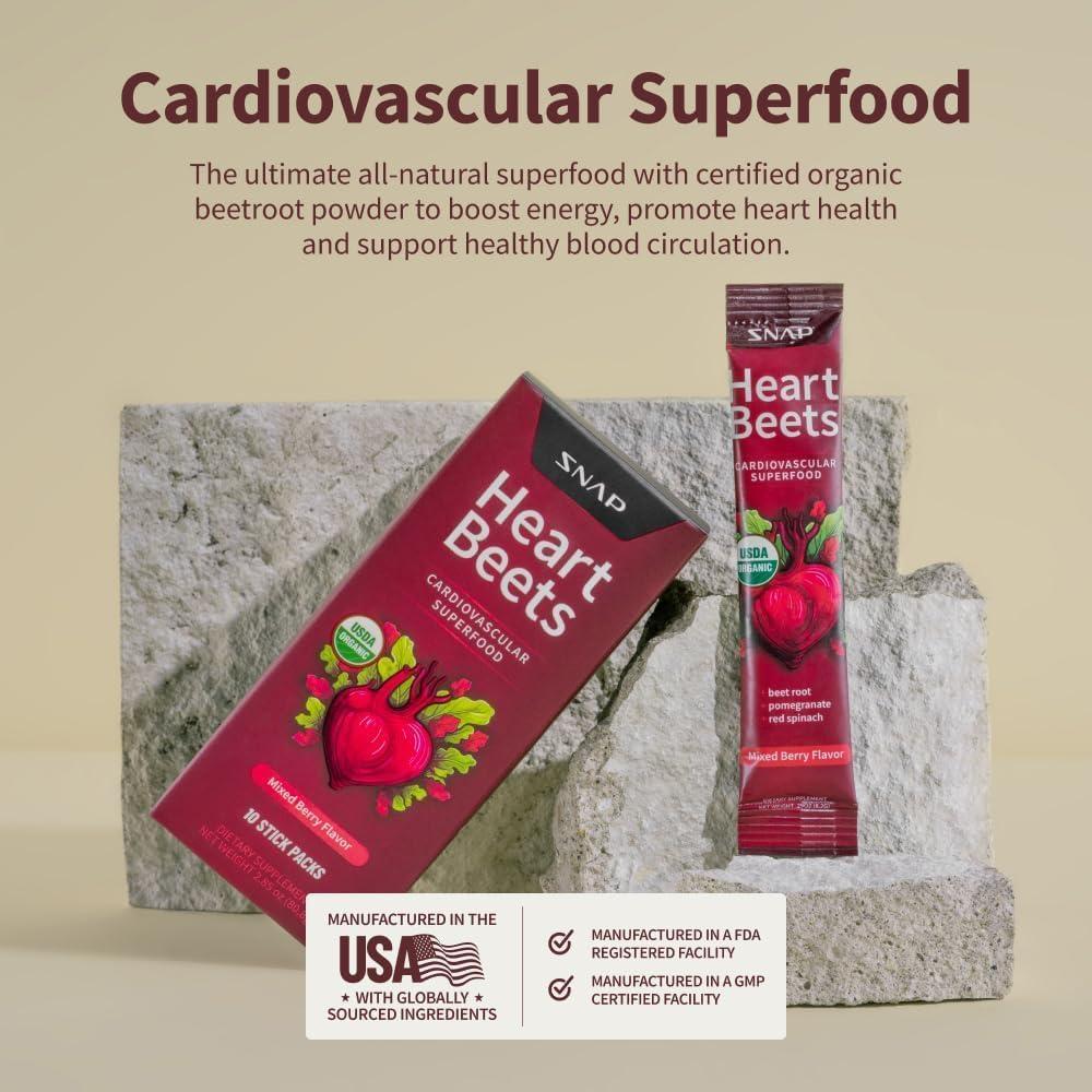 Stick de Corazón Snap Supplements - Bebida de Remolacha Orgánica 10 Porciones