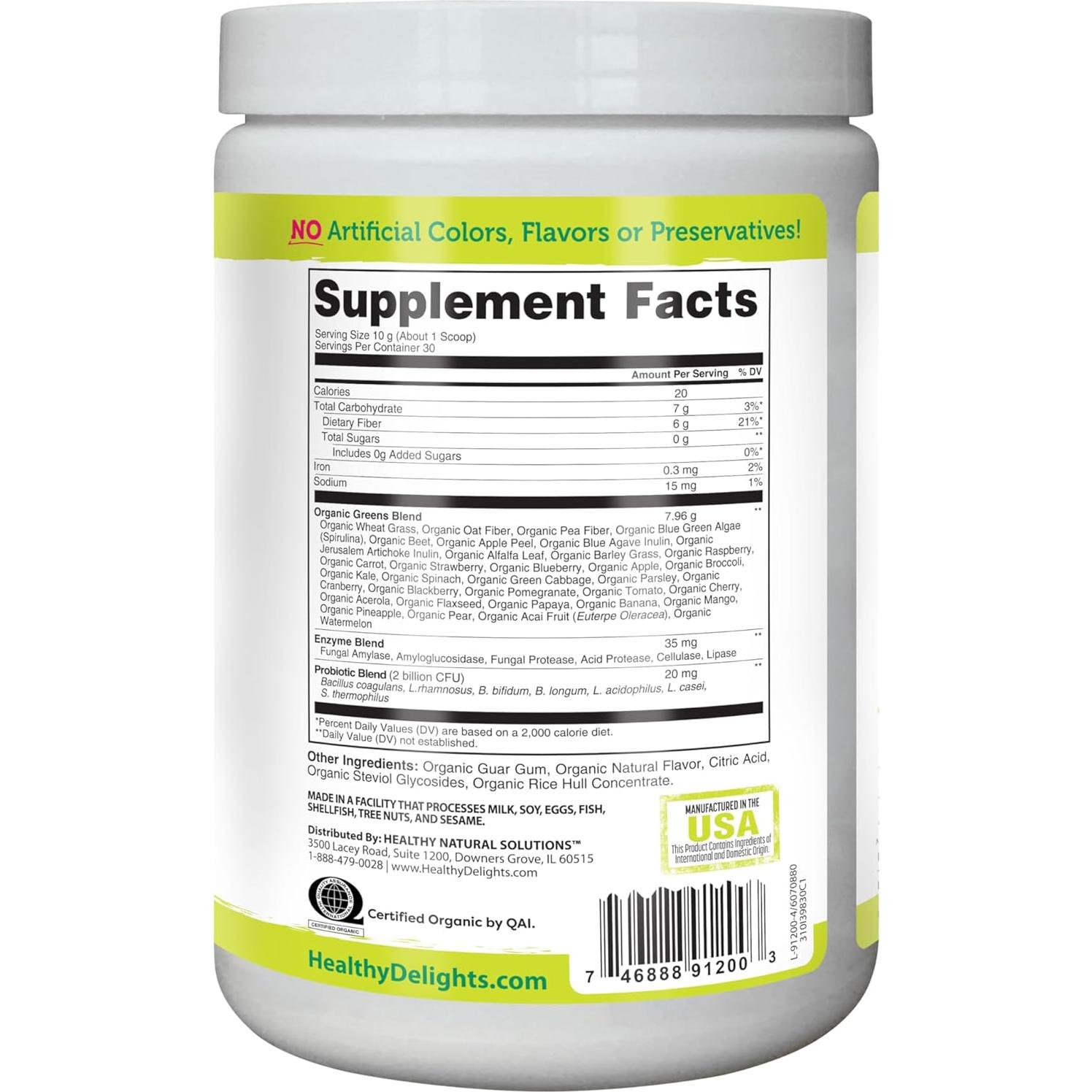 Polvo de Verduras Orgánicas Delicias Saludables 30 Porciones