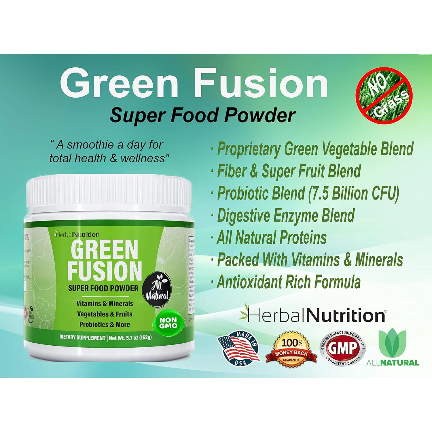 Polvo Superalimento Verde Herbal Nutrition 226g Probioticos