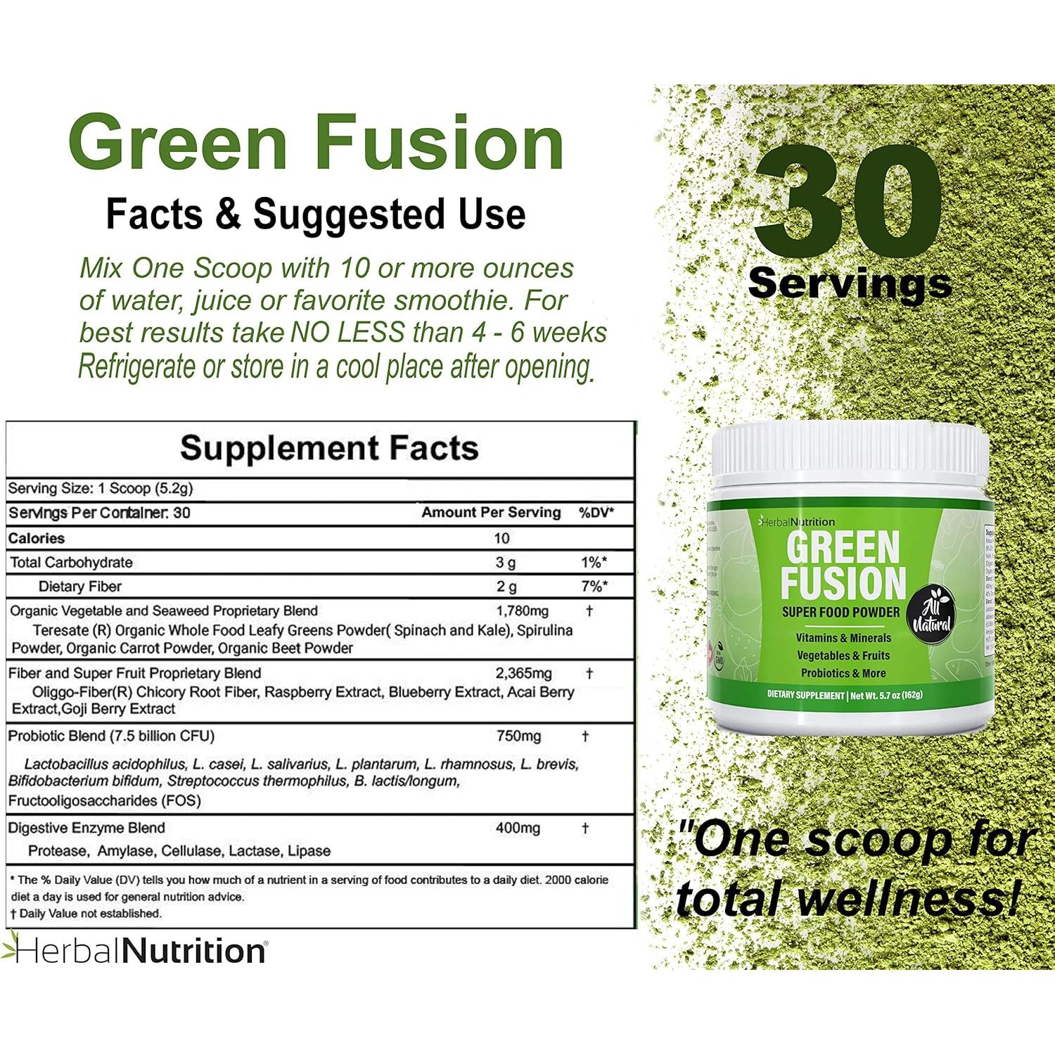 Polvo Superalimento Verde Herbal Nutrition 226g Probioticos