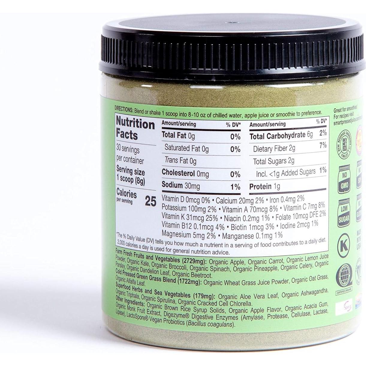 Polvo de Superalimentos Orgánicos Verdes SMART 240g - Vegano