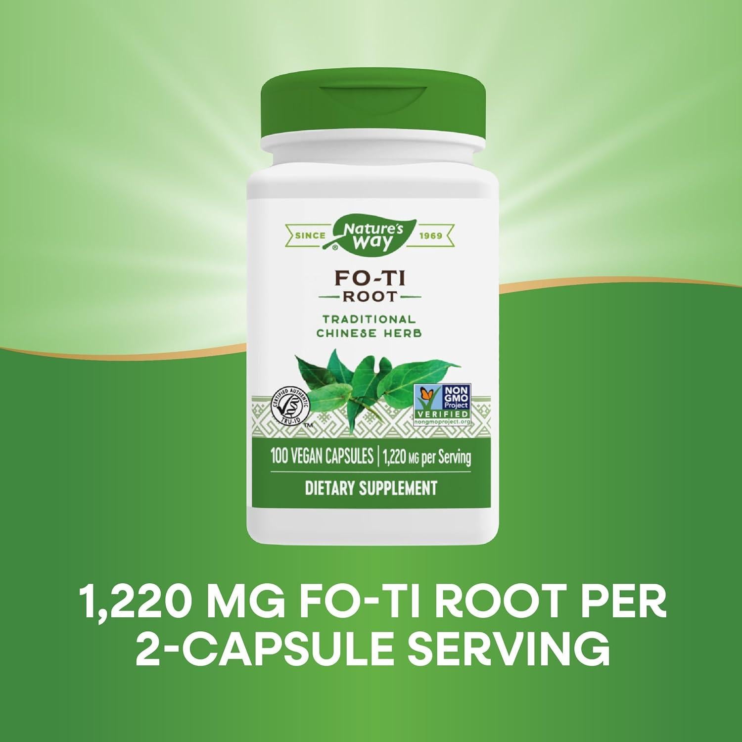Raíz de Fo-Ti Nature's Way 1220 mg 100 cápsulas veganas