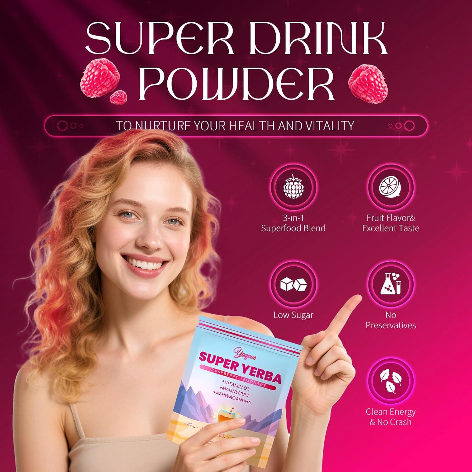 Super Yerba 3 en 1 Sabor Limón Frambuesa - 30 Porciones