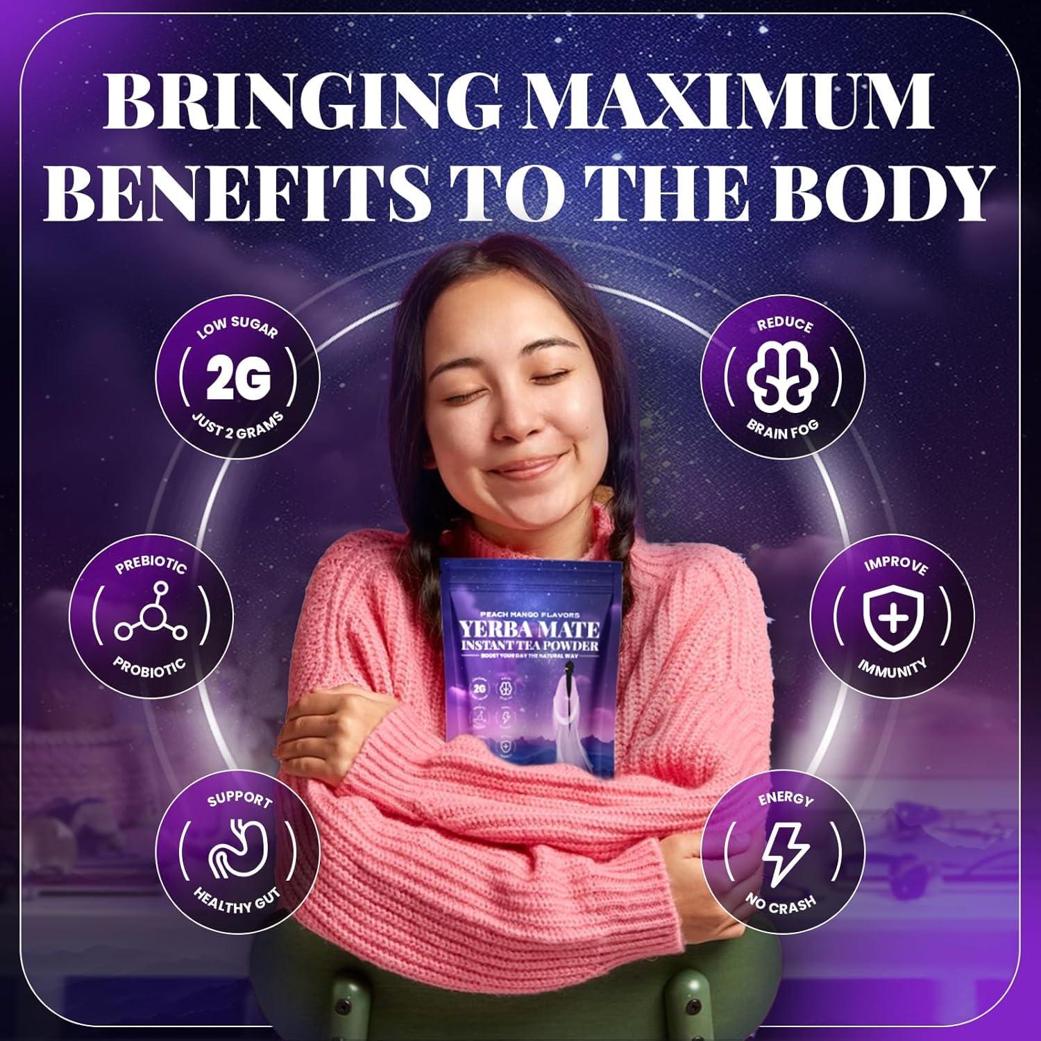 Polvo de Yerba Mate 330g HGDFD566 Sabor Durazno y Mango