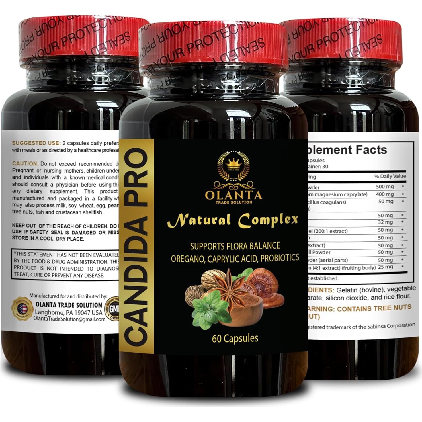 Candida PRO Suplemento Natural - 120 Cápsulas Veganas de Aloe Vera y Hoja de Orégano