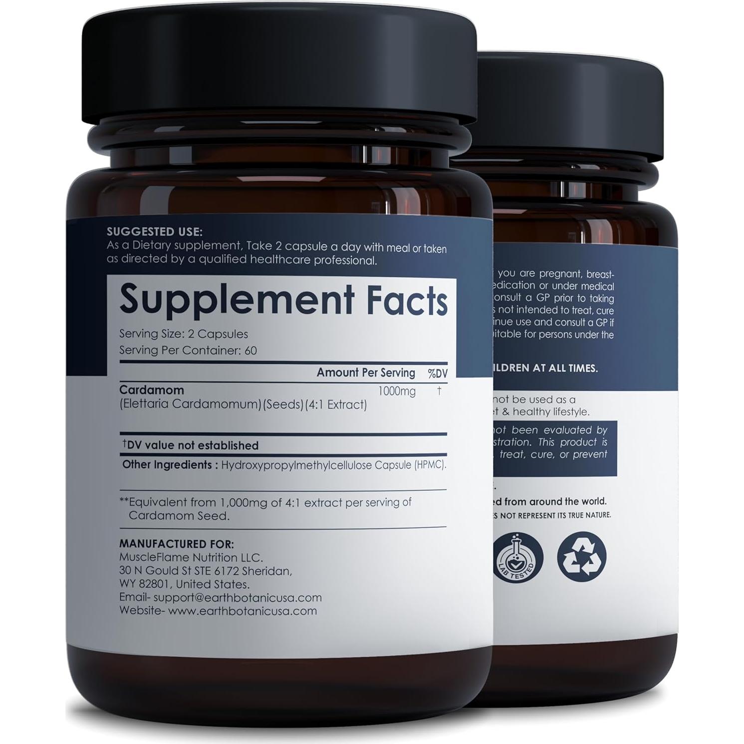 Cápsulas de Cardamomo Orgánico 4000mg Amalth - 120 Veganas