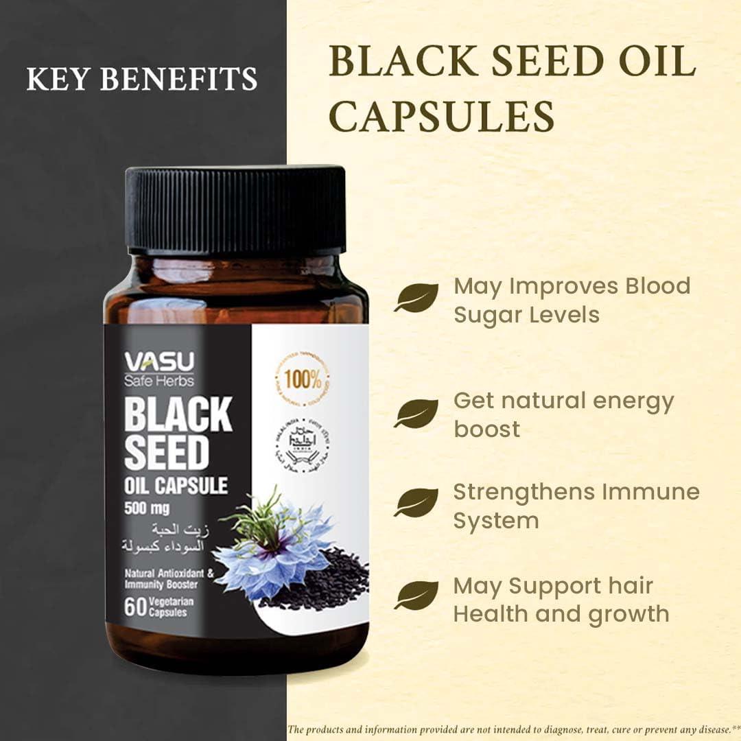 Cápsulas de Aceite de Semilla Negra Vasu 120 Gelatinas 500mg