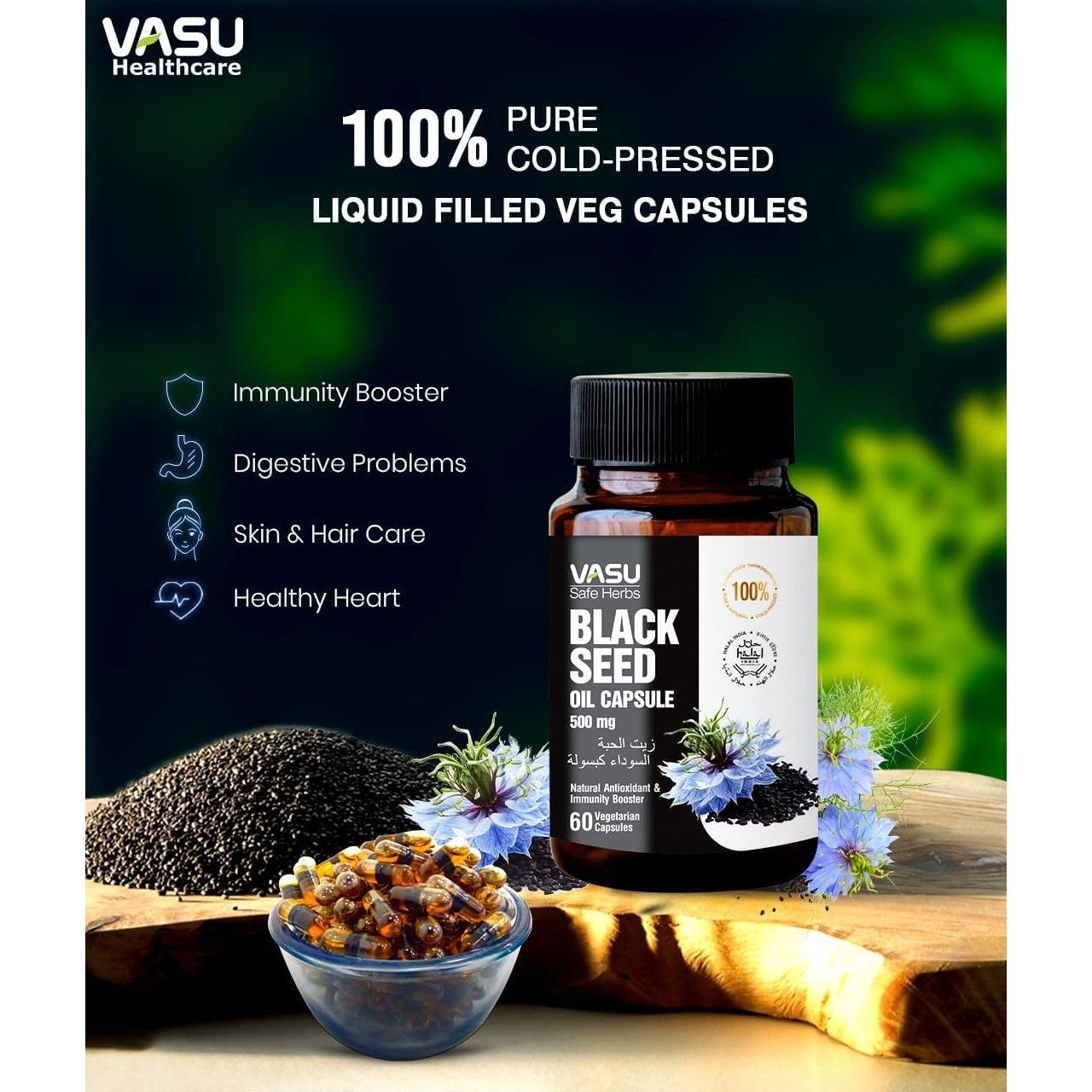 Cápsulas de Aceite de Semilla Negra Vasu 120 Gelatinas 500mg