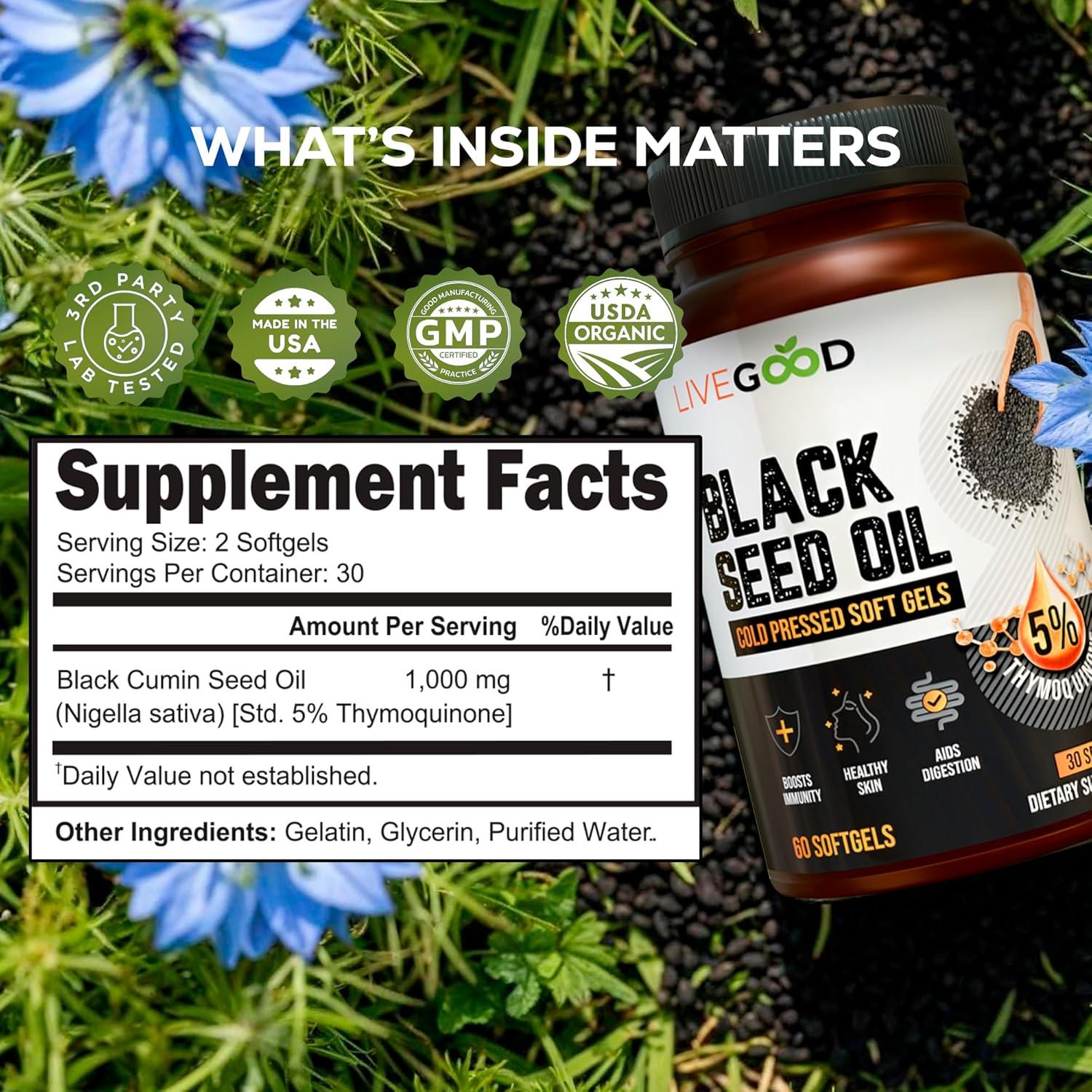 Cápsulas de Aceite de Semilla Negra LIVEGOOD 60 Unidades