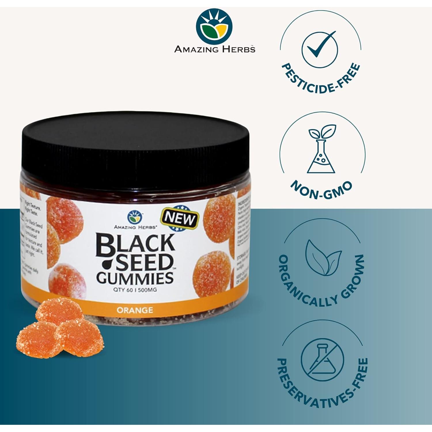 Gomitas de Aceite de Semilla Negra Amazing Herbs 500mg 60 Unidades