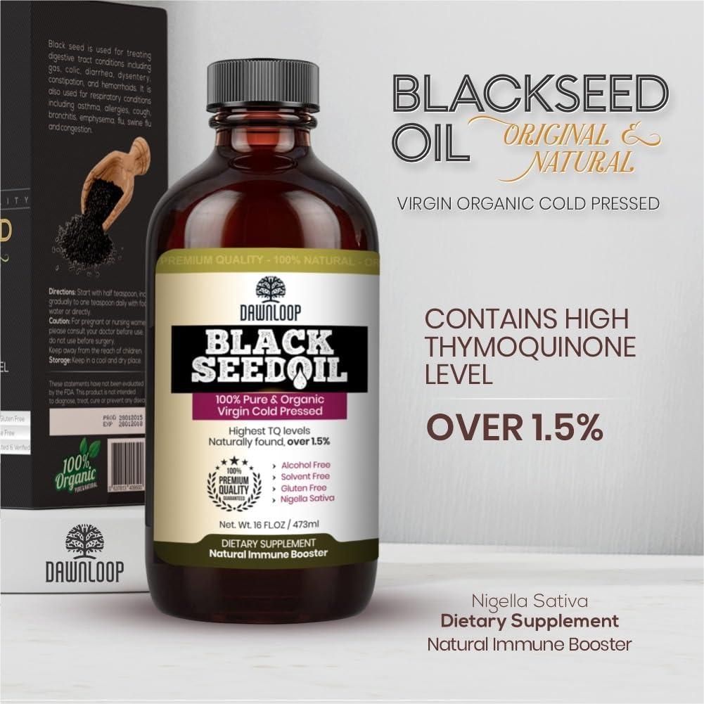 Aceite de Semilla Negra Dawnloop Orgánico 473ml - Paquete de 2
