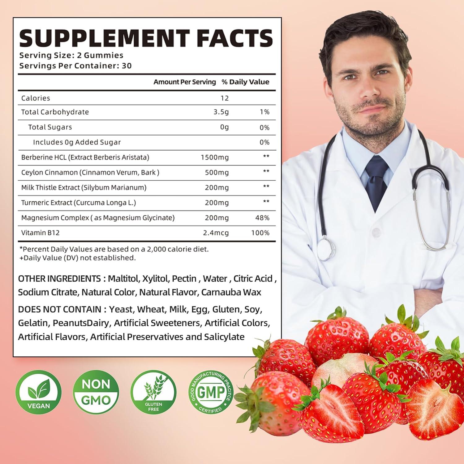 Gominolas de Berberina Softbear 1500mg con Canela 60 Unidades