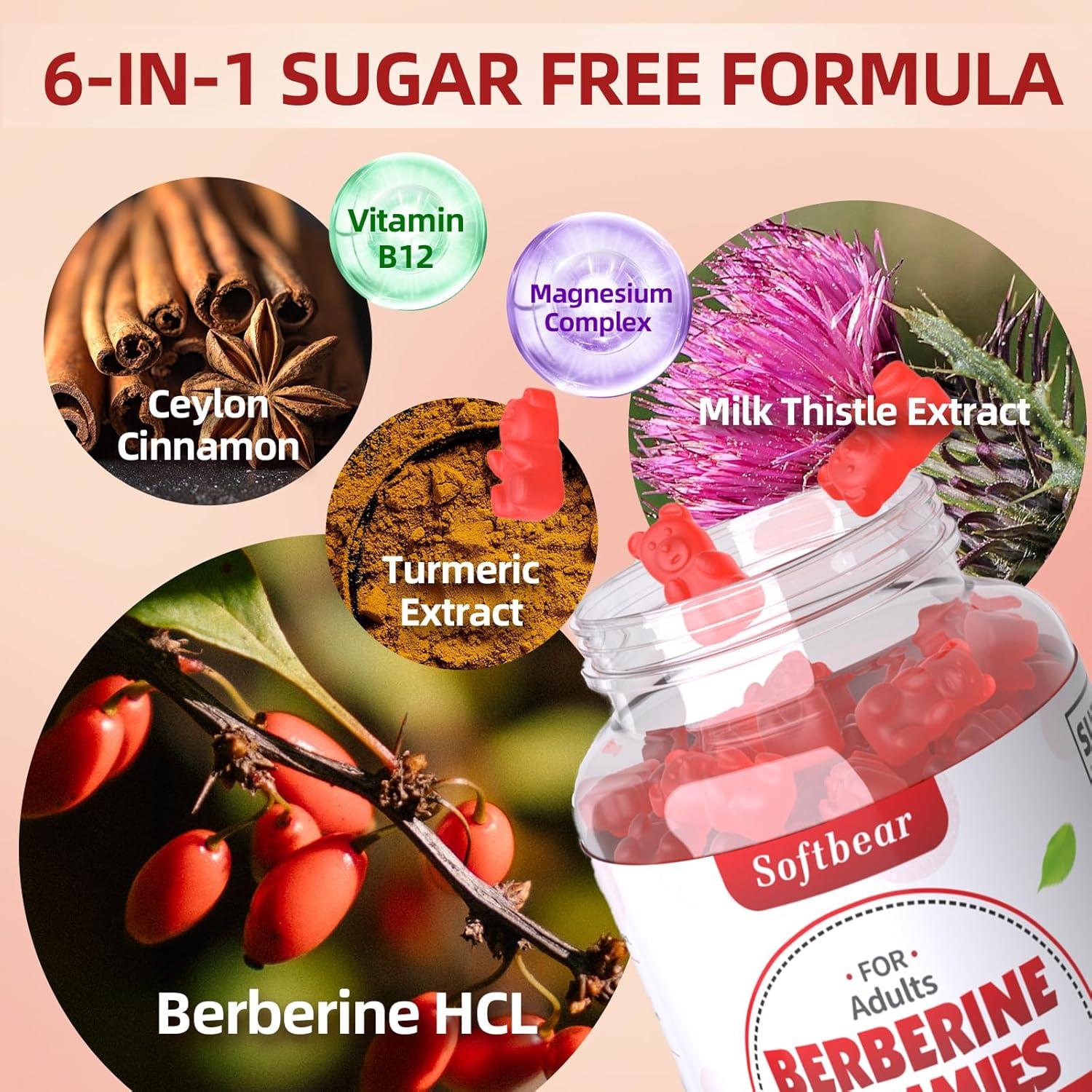 Gominolas de Berberina Softbear 1500mg con Canela 60 Unidades