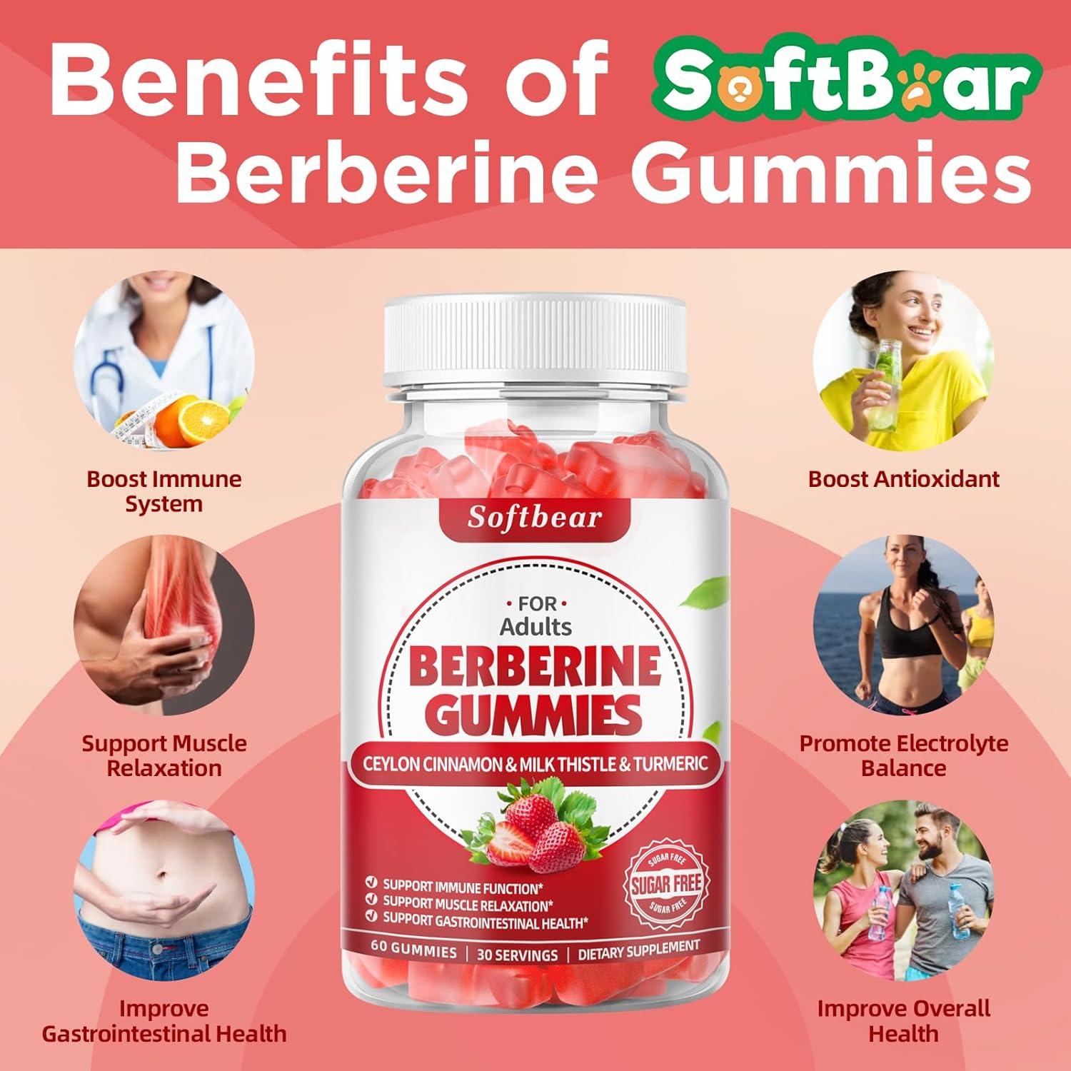 Gominolas de Berberina Softbear 1500mg con Canela 60 Unidades