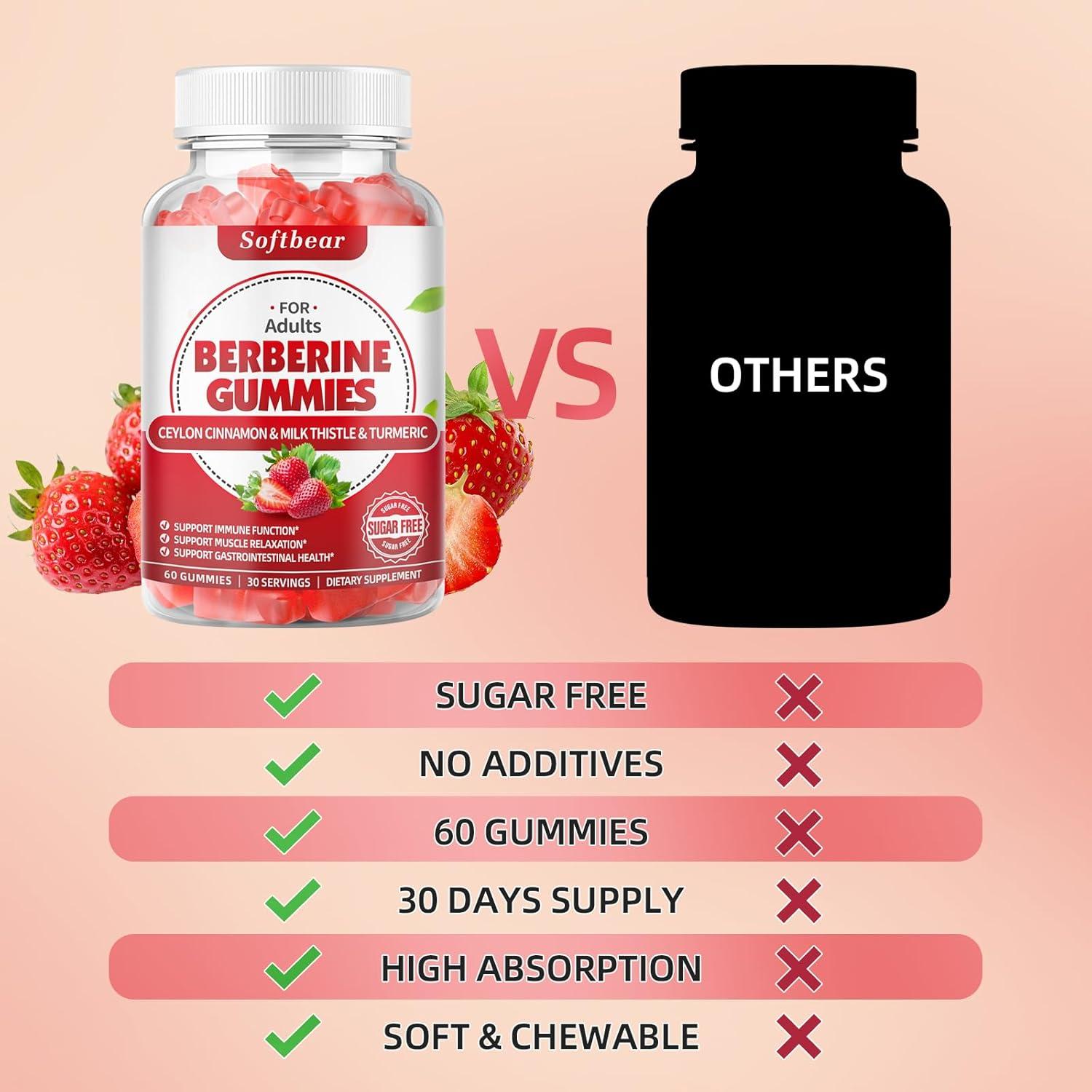 Gominolas de Berberina Softbear 1500mg con Canela 60 Unidades