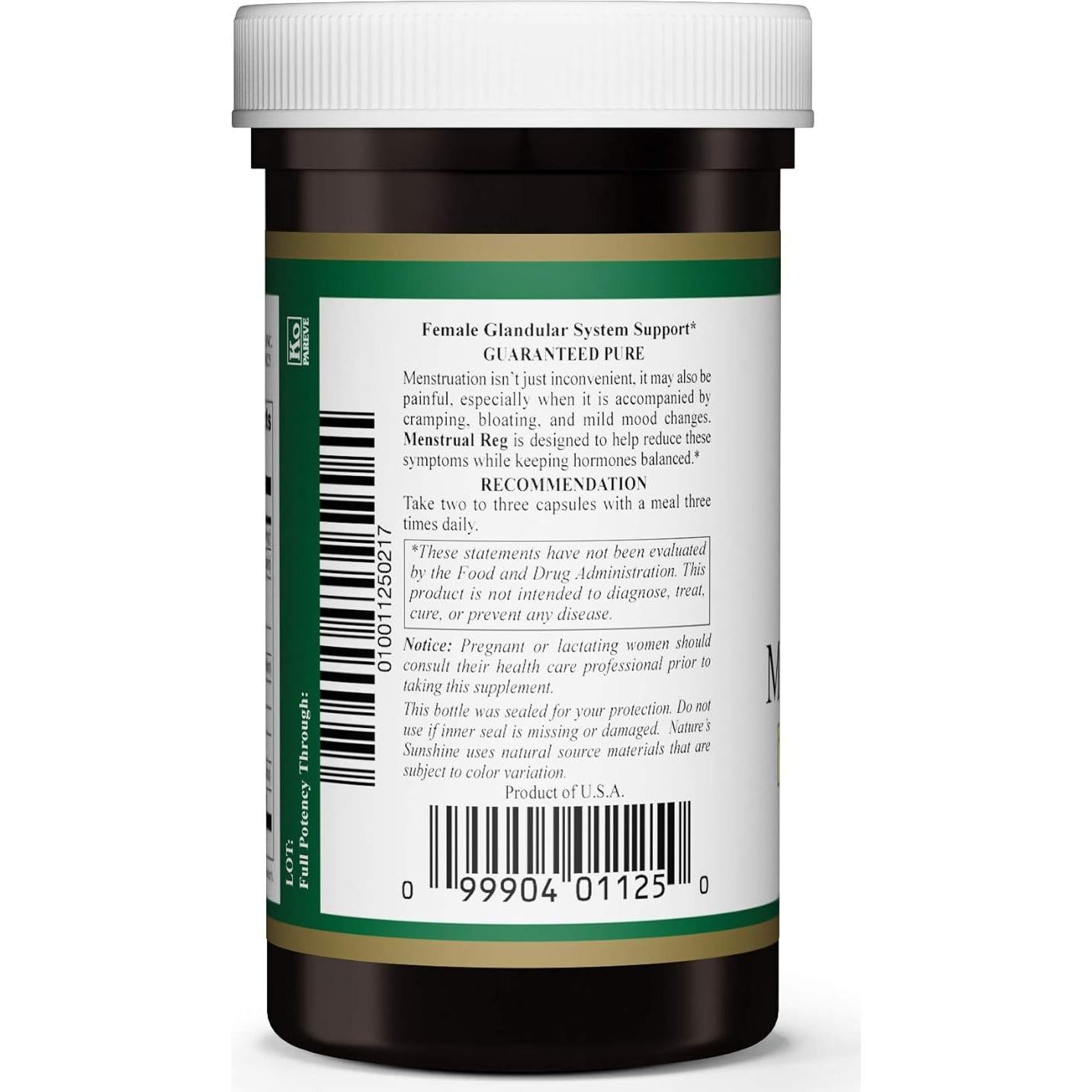 Suplemento Herbal Nature's Sunshine 100 Cápsulas Regulación Menstrual