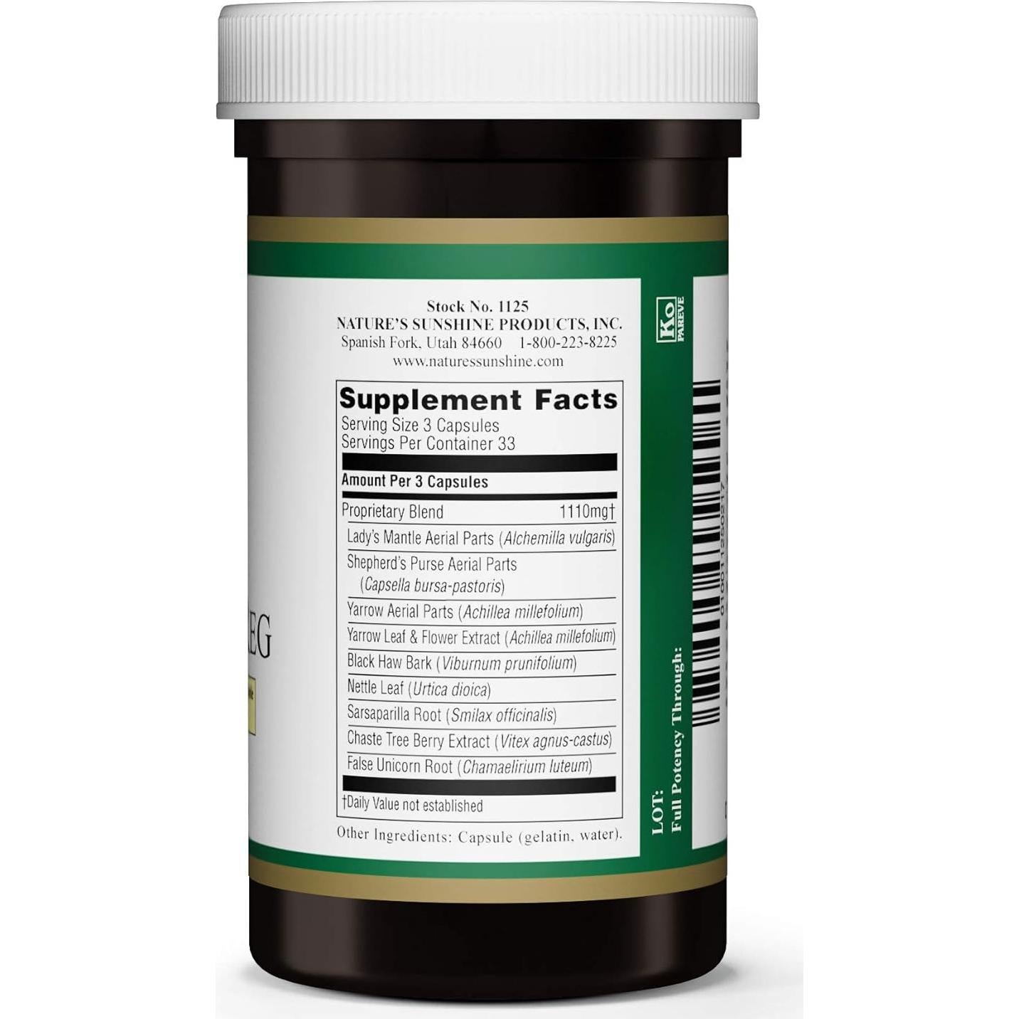 Suplemento Herbal Nature's Sunshine 100 Cápsulas Regulación Menstrual