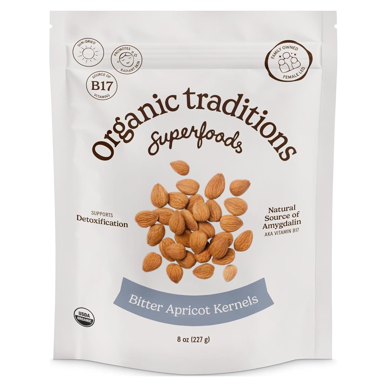 Núcleos de Albaricoque Orgánicos Health Matters 227g - Dulce-Amargo