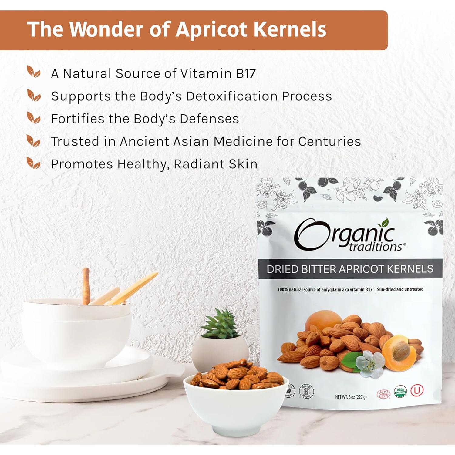 Núcleos de Albaricoque Orgánicos Health Matters 227g - Dulce-Amargo