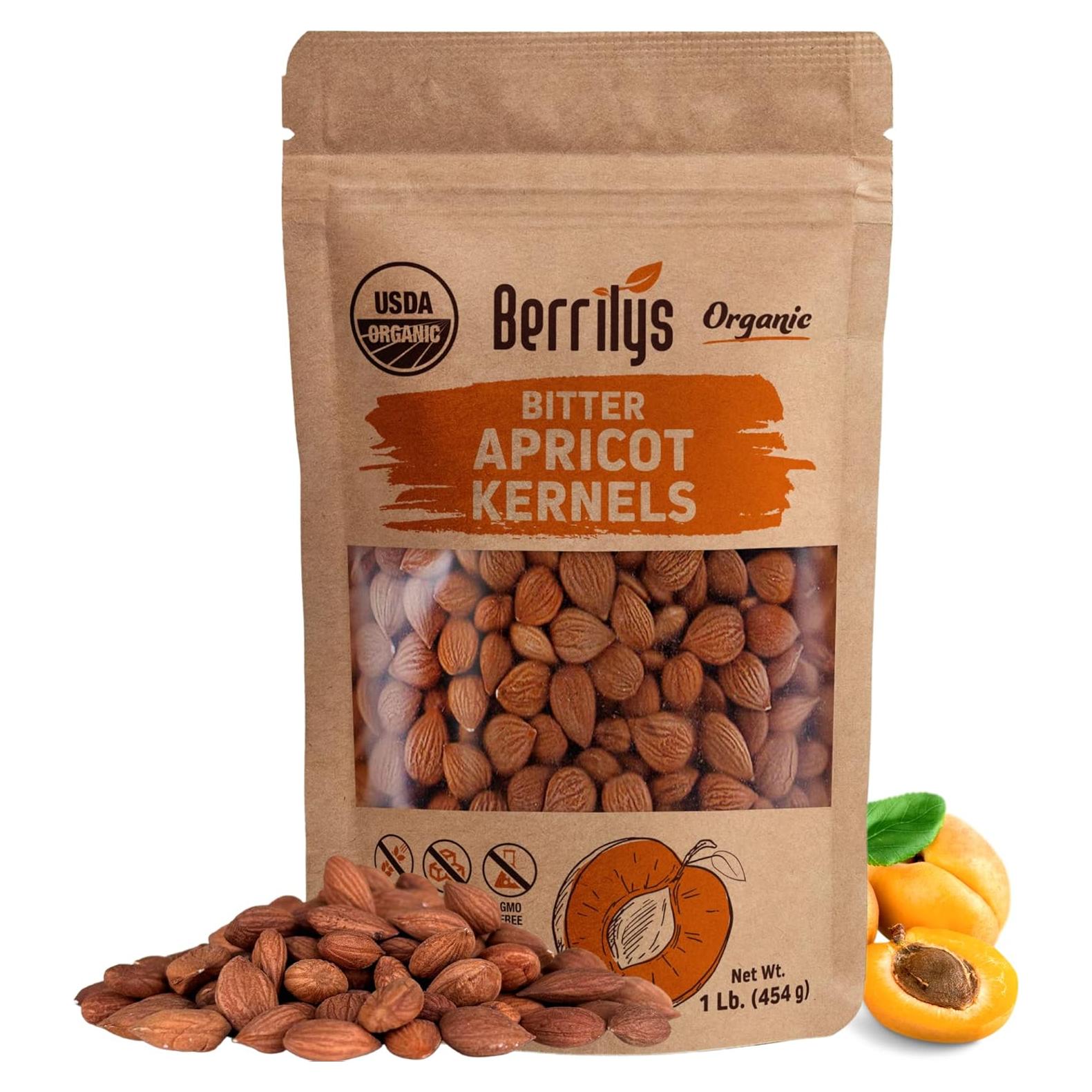 Núcleos de Albaricoque Amargo Orgánico Berrilys 454 g - Sin Aditivos