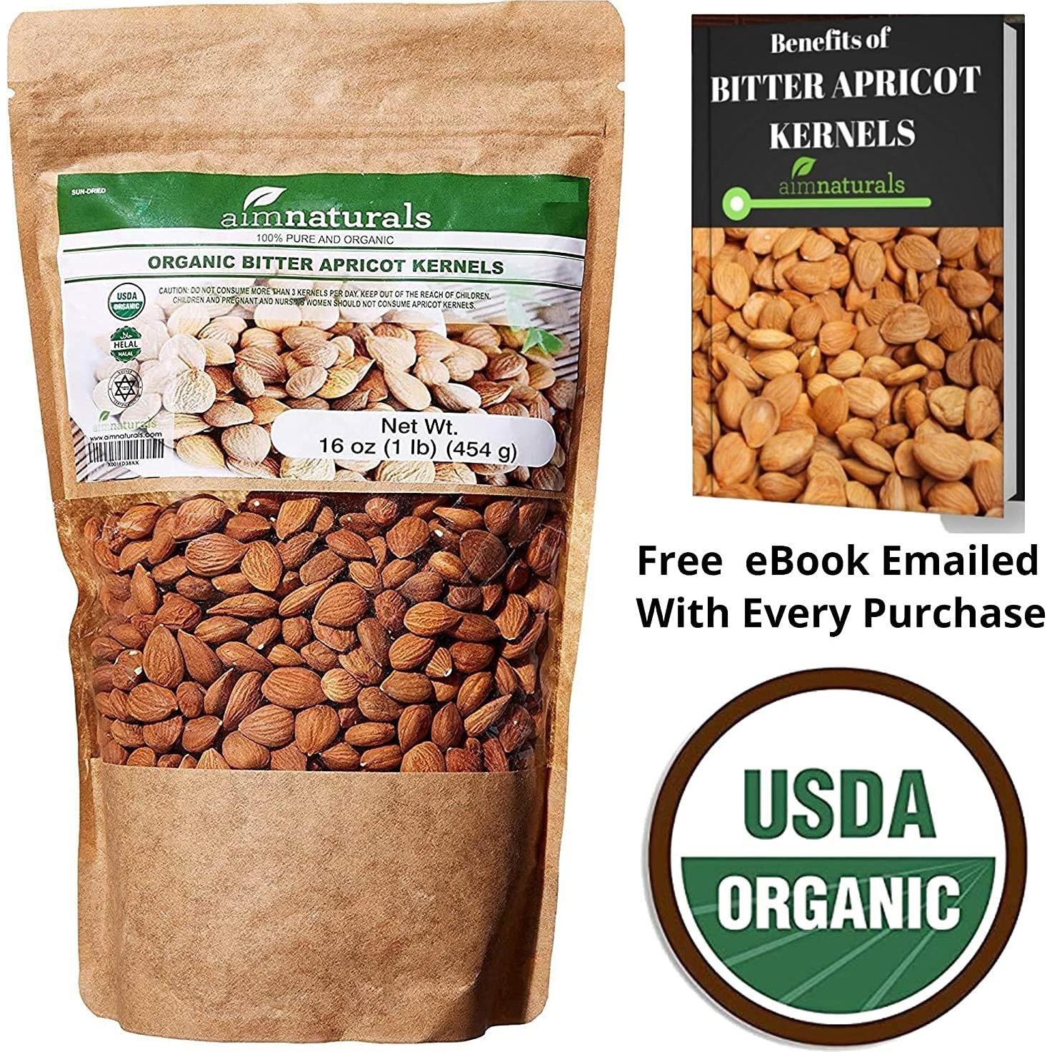 Núcleos de Albaricoque Amargos Orgánicos Crudos 453 g - USDA