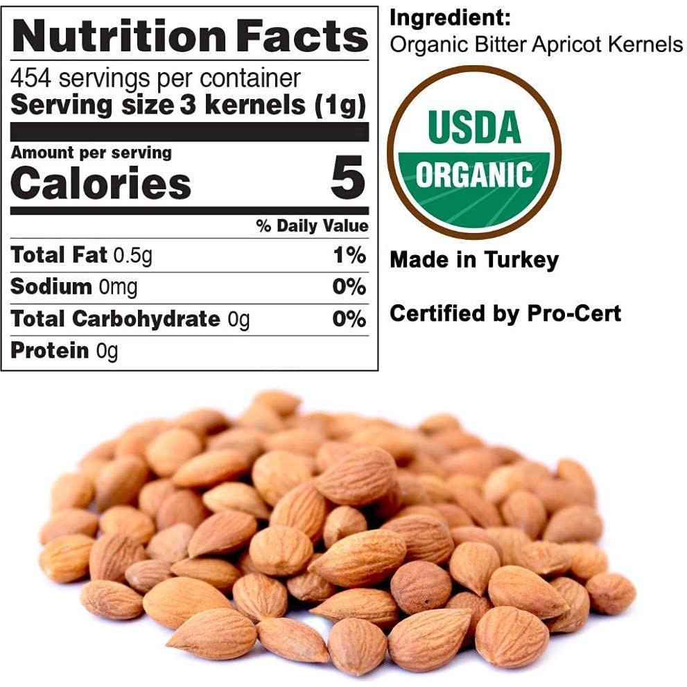 Núcleos de Albaricoque Amargos Orgánicos Crudos 453 g - USDA